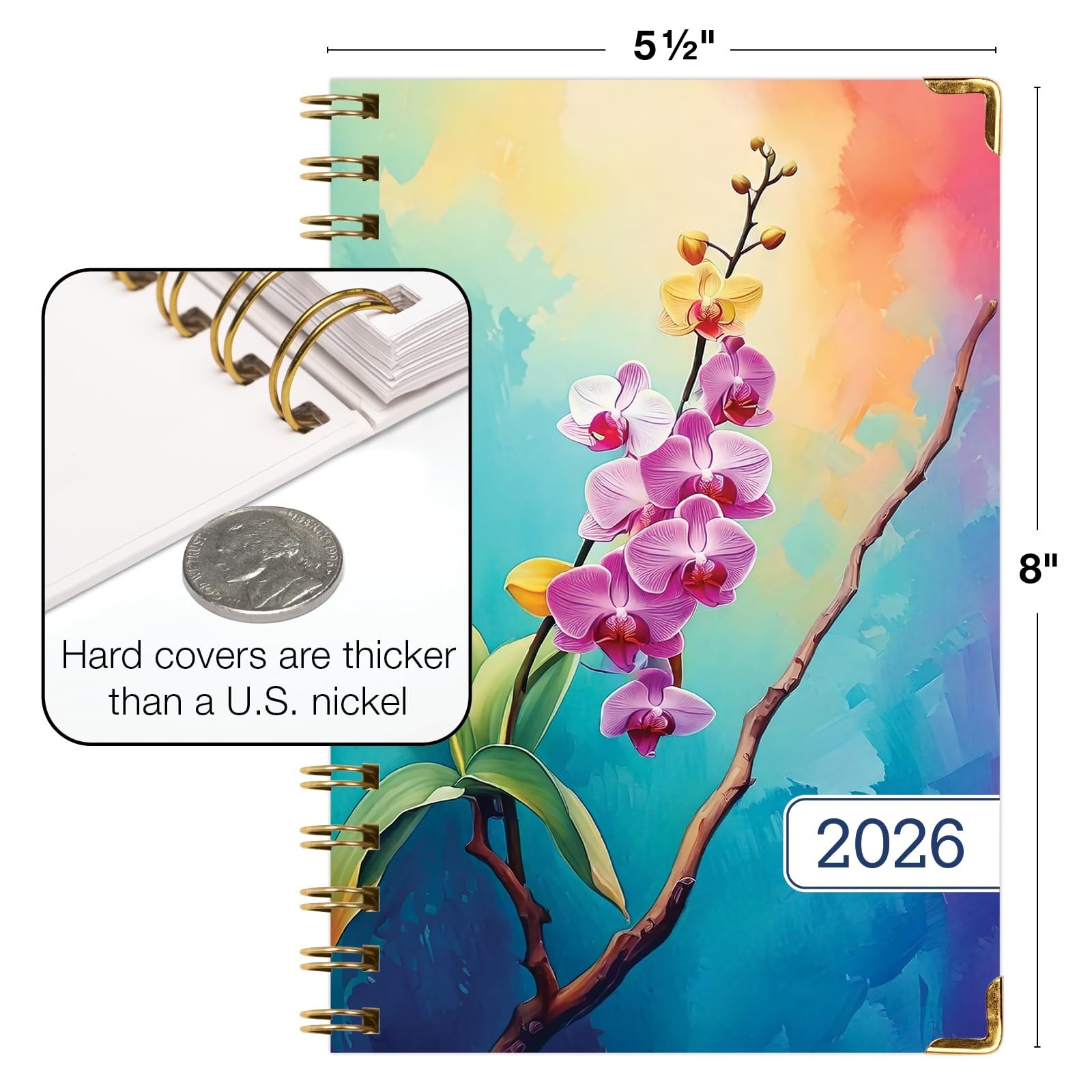 HARDCOVER 2026 Planner, 5.5″x8″: 14 Months (November 2025 – 5.5″ x 8″, Orchid