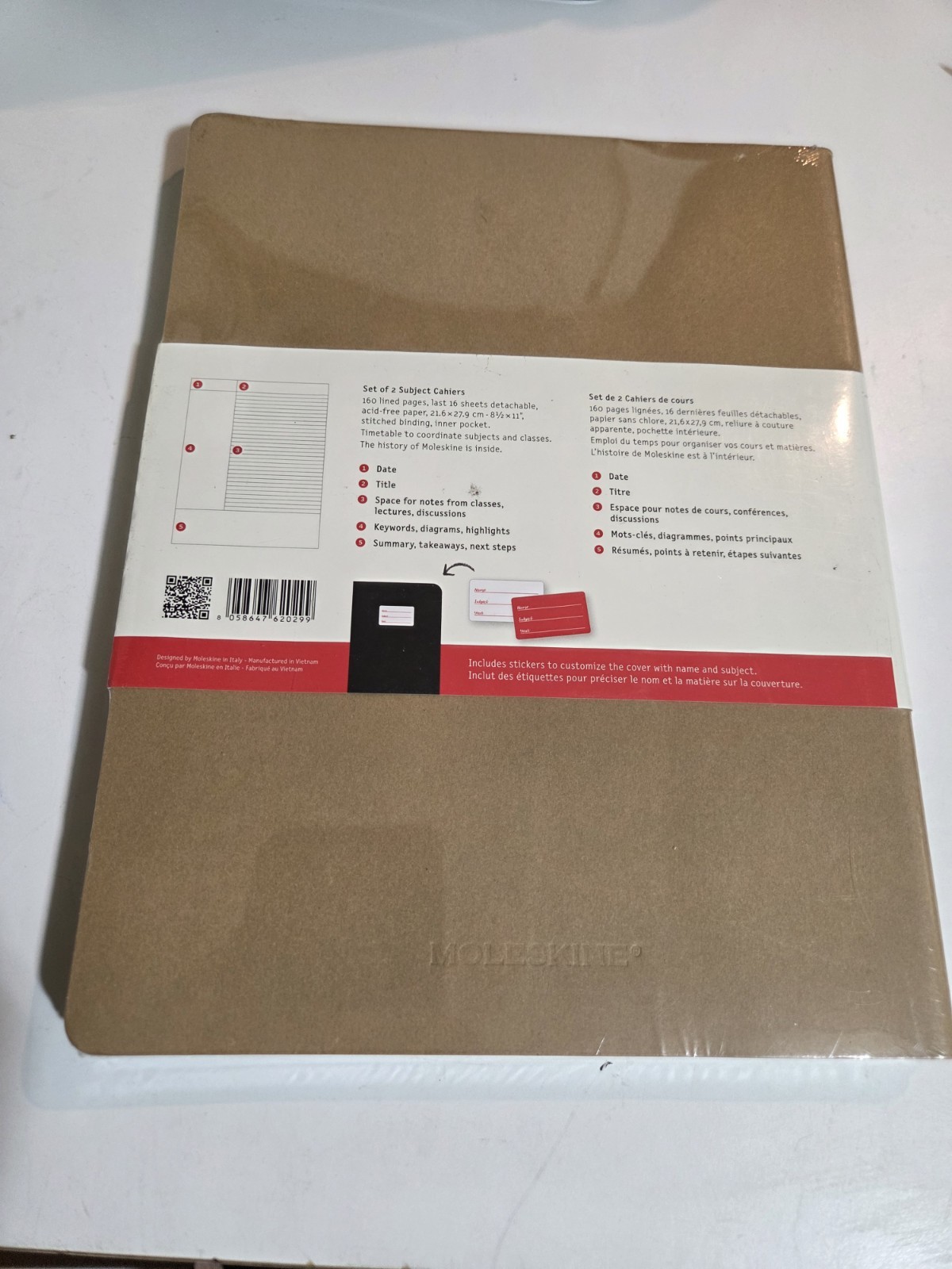 2 PACK Moleskine Subject Cahiers, Soft Cover 8-1/2″ x 11″ Black/Kraft Brown