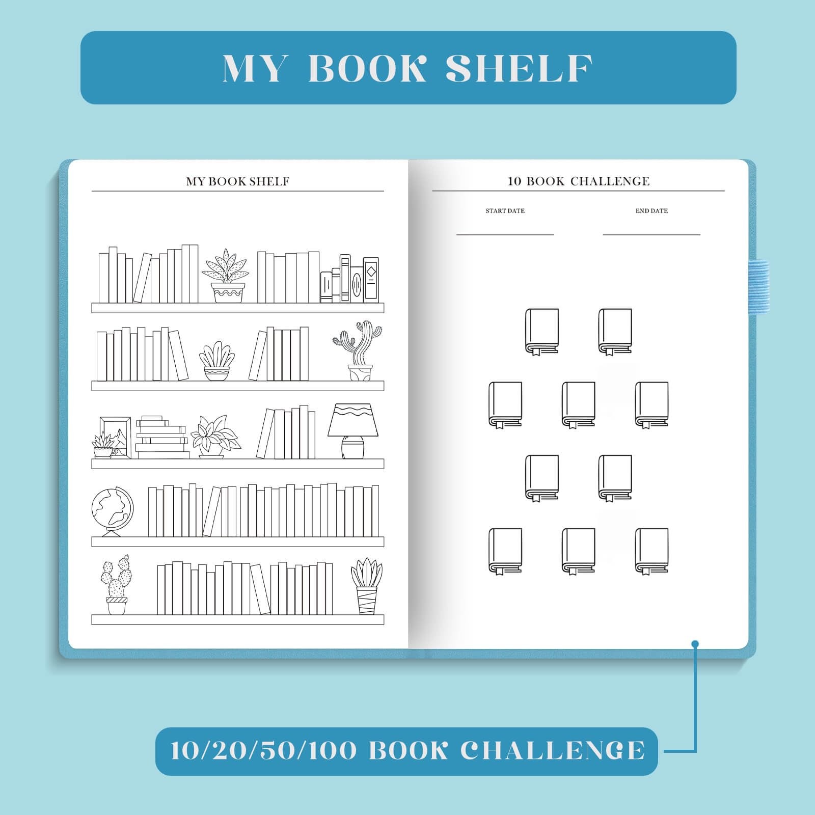 Reading Journal Elegant Book Log Review Progress Tracking 110 Reviews Blue