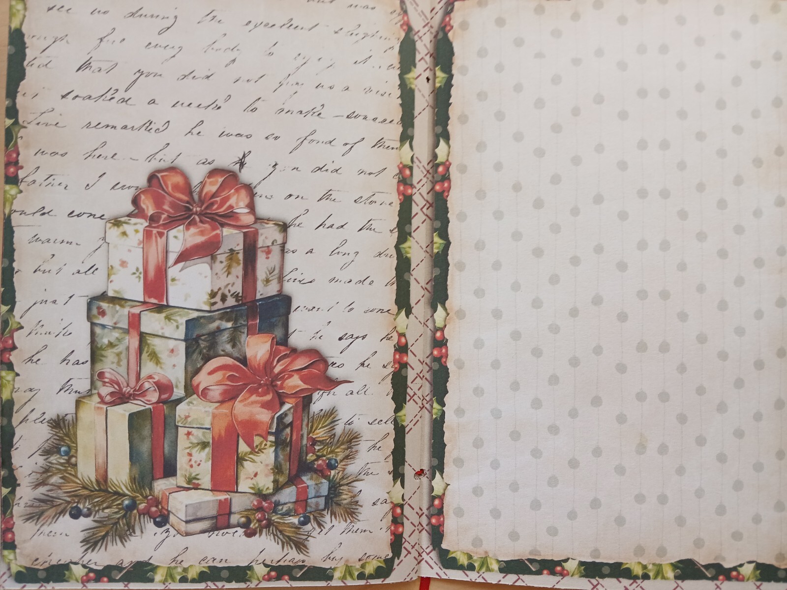 Junk Journal Blank Booklet “HOLLY JOLLY CHRISTMAS ” Lg 8.5″x5.5″ 40pgs