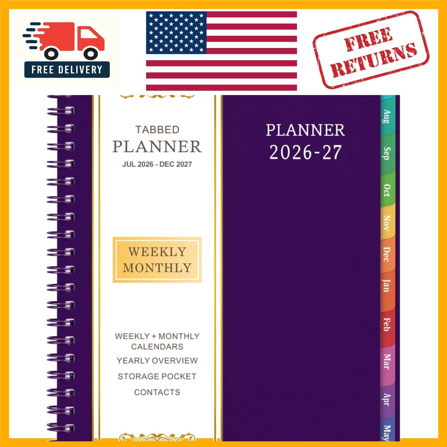 Stylish 2026-2027 Academic Planner – Twin-Wire Binding, Weekly & Monthly Pages