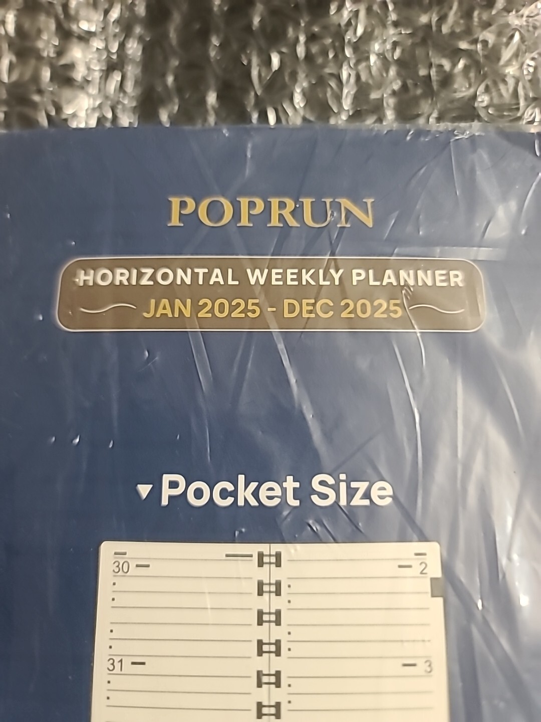 Jan25 Dec25Horizontal Weekly Planner Poprun 3.5″ x 6.5″ Hardcover Blue Pocket Sz