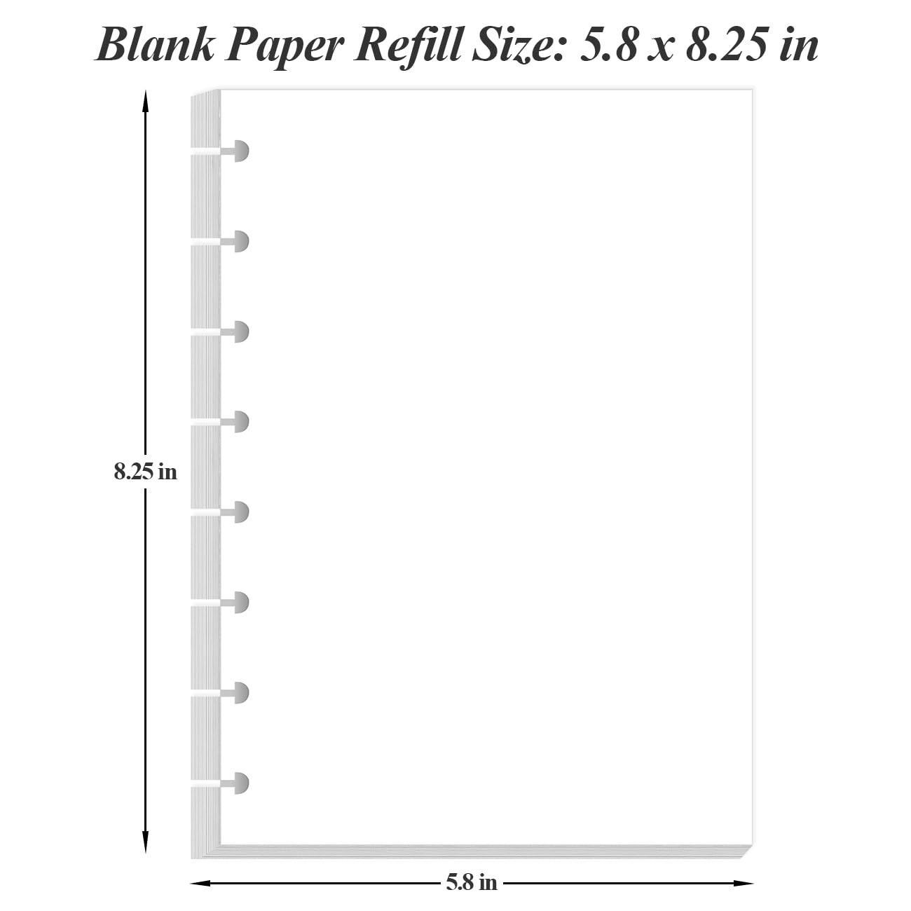 Junior Size Blank Refill Paper A5 8-Disc Filler 100 Sheets 5.8×8.3 Inch