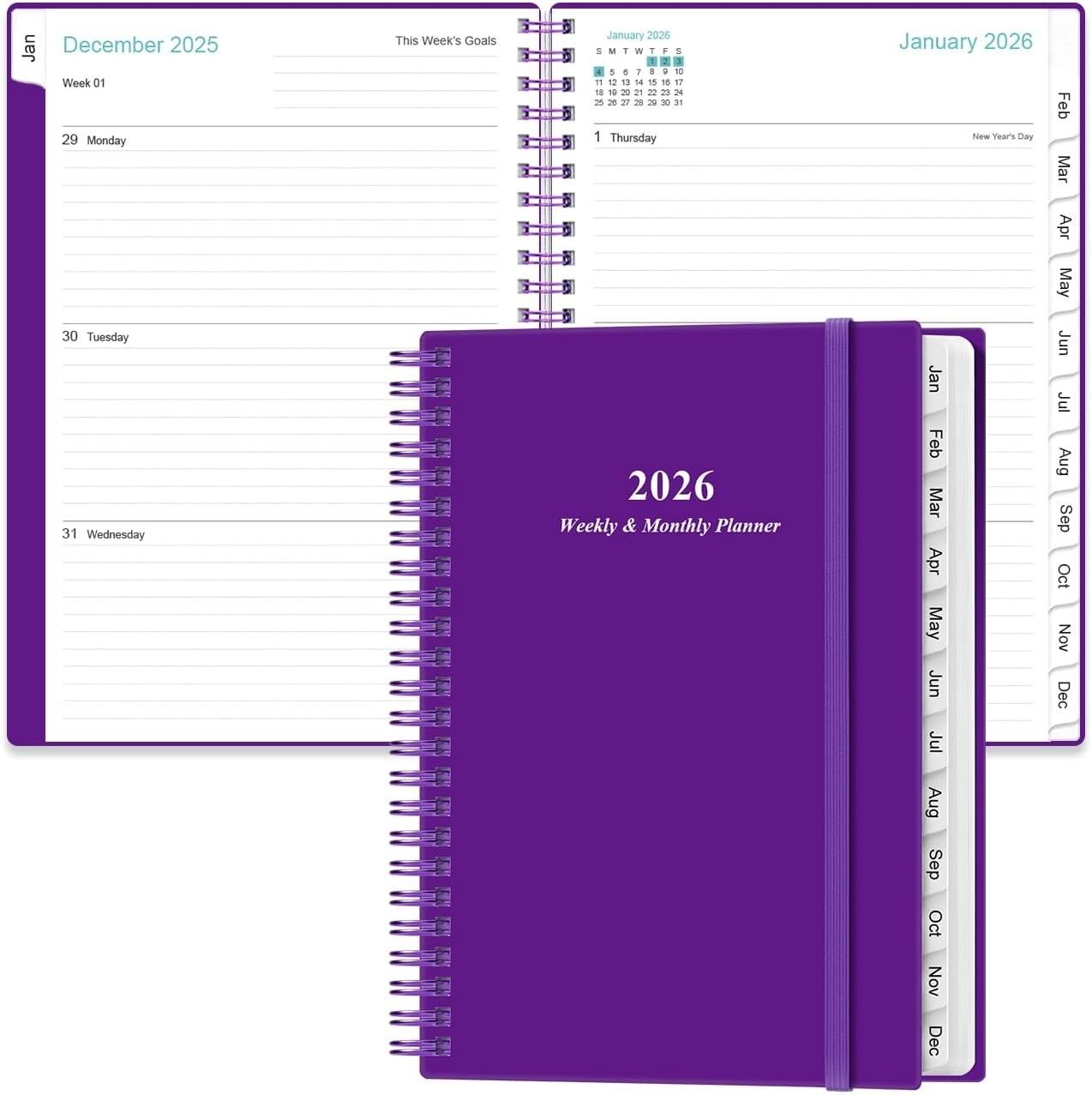Compact 2026 Weekly Planner: Spiral Bound, 6.4″ x 8.5″, Stylish Organization