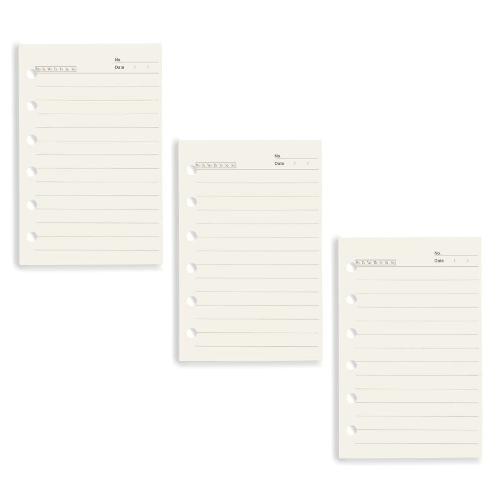 A7 Lined Refill Paper 3 Pack Loose Leaf 6-Hole Filler Refills