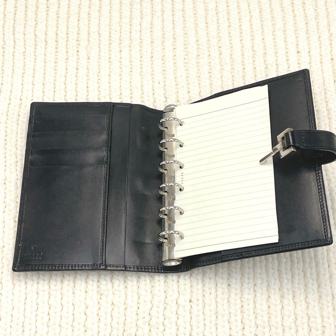 GUCCI Jackie Agenda Planner Notebook Cover GG Canvas Black Silver 6 Ring Japan