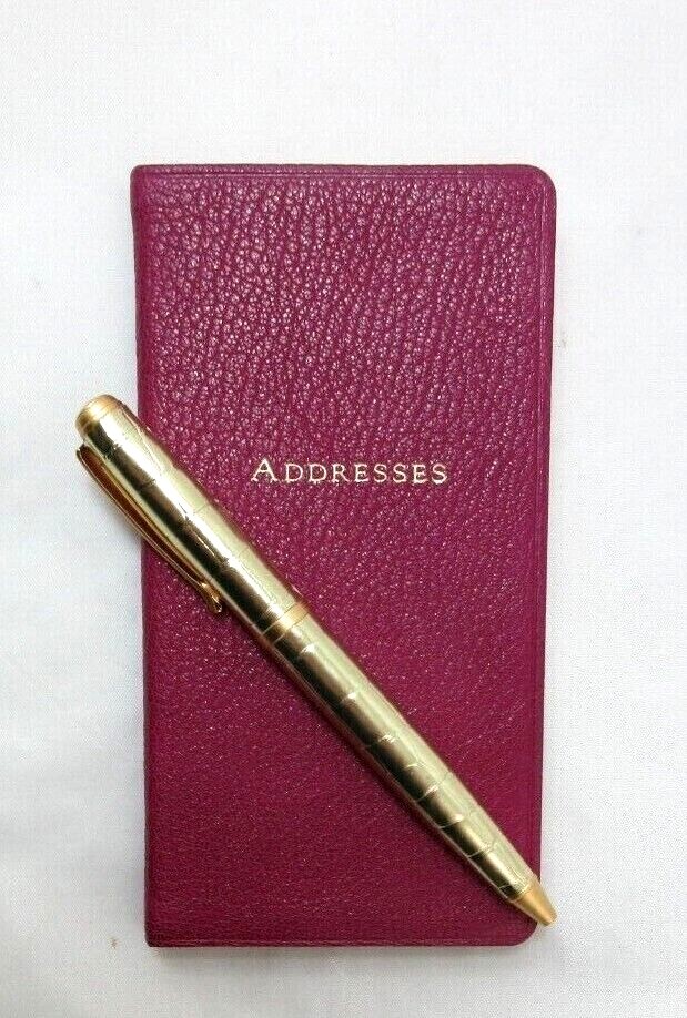 Bergdorf Goodman Address Book Pocket Size 3×6″ Leather Cover Pink Orchid