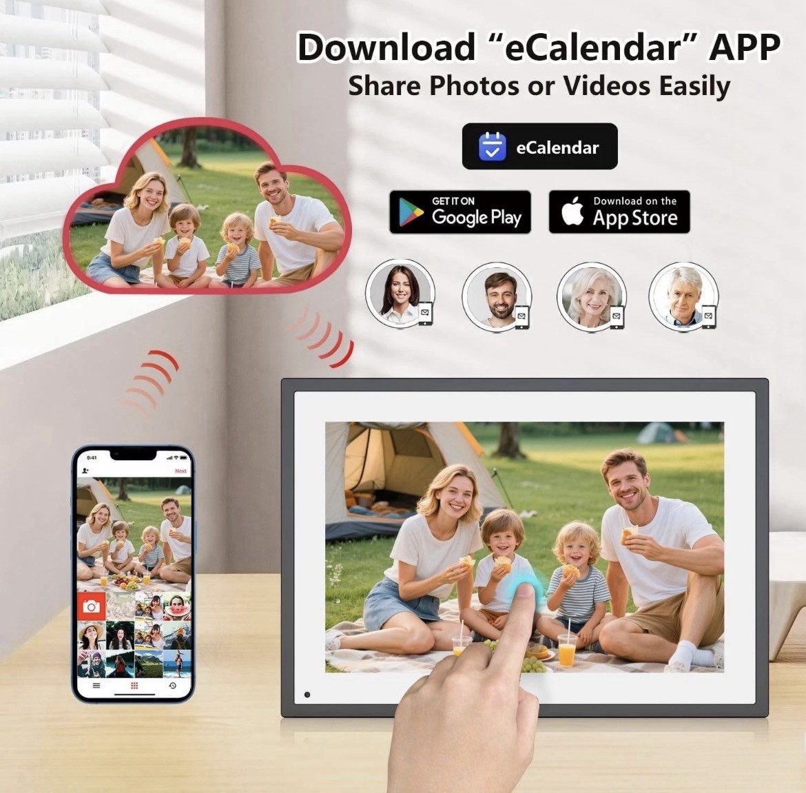 WiFi Digital Calendar Smart Family Planner, Chores, Photos