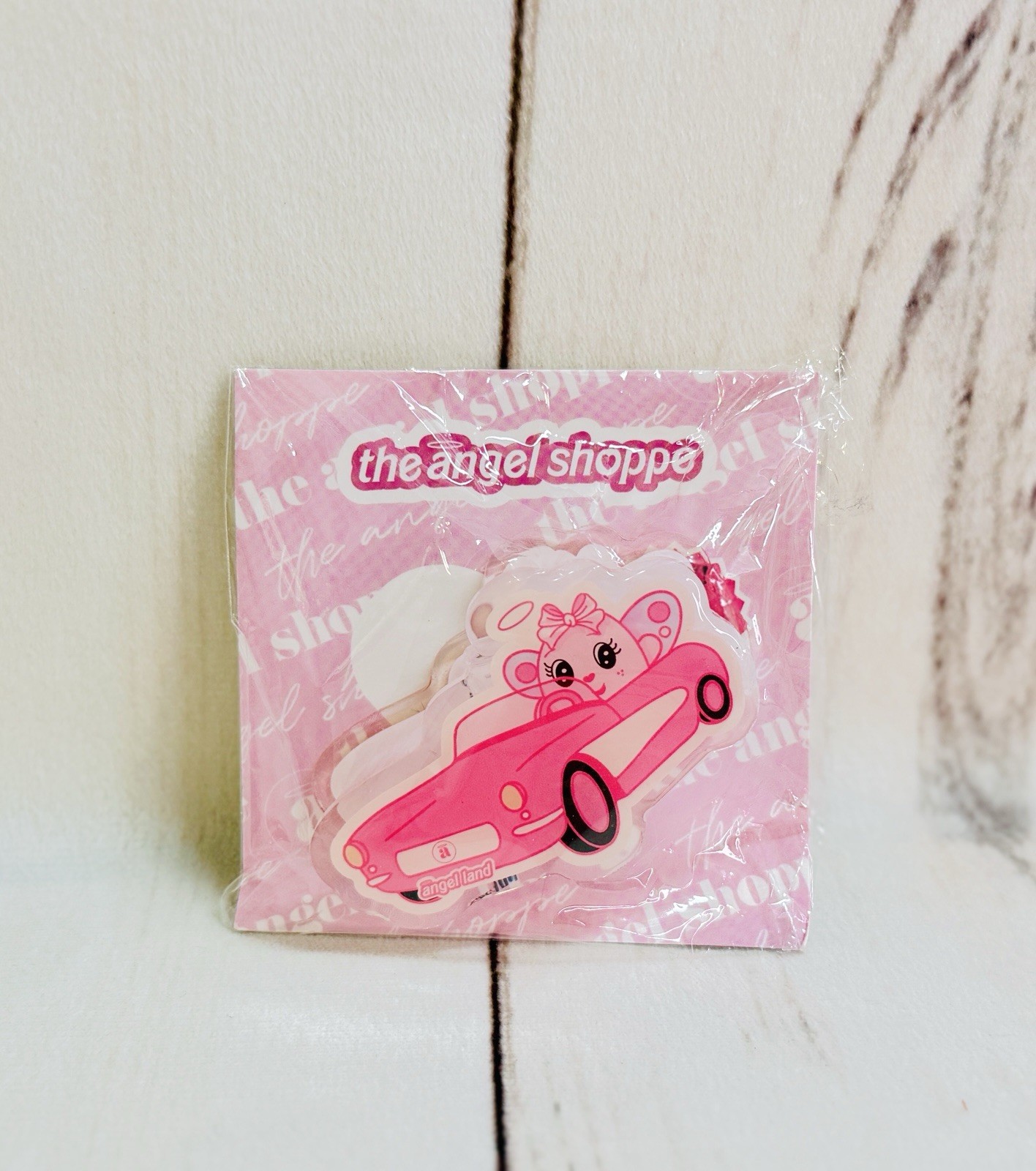 NEW The Angel Shoppe TAS Iconic Angel Car Pink Acrylic Clip Planner Stationery