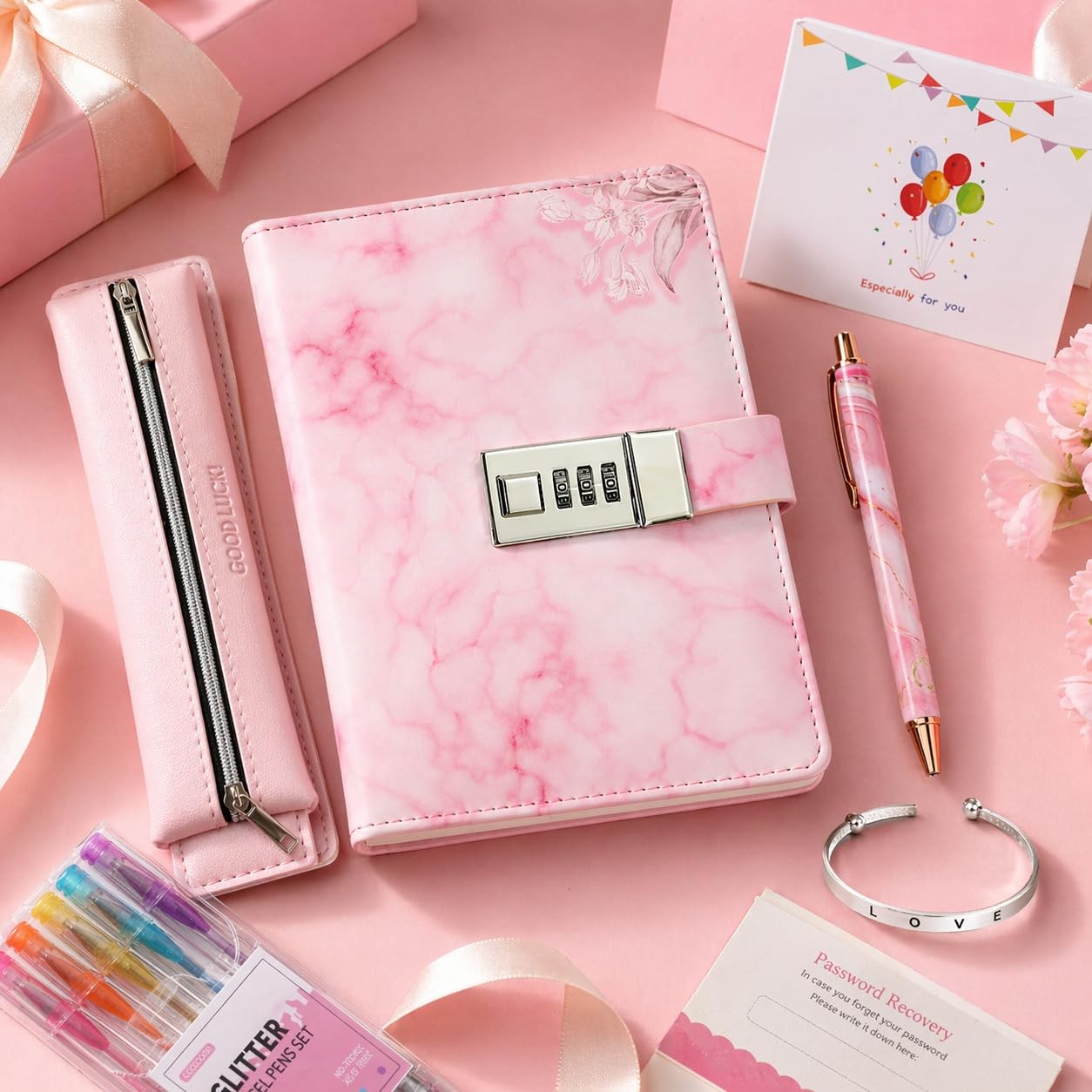 Secret Diary with Lock 256 Pages for Girls Ages 8-12 – Cute Gift Set with Pens