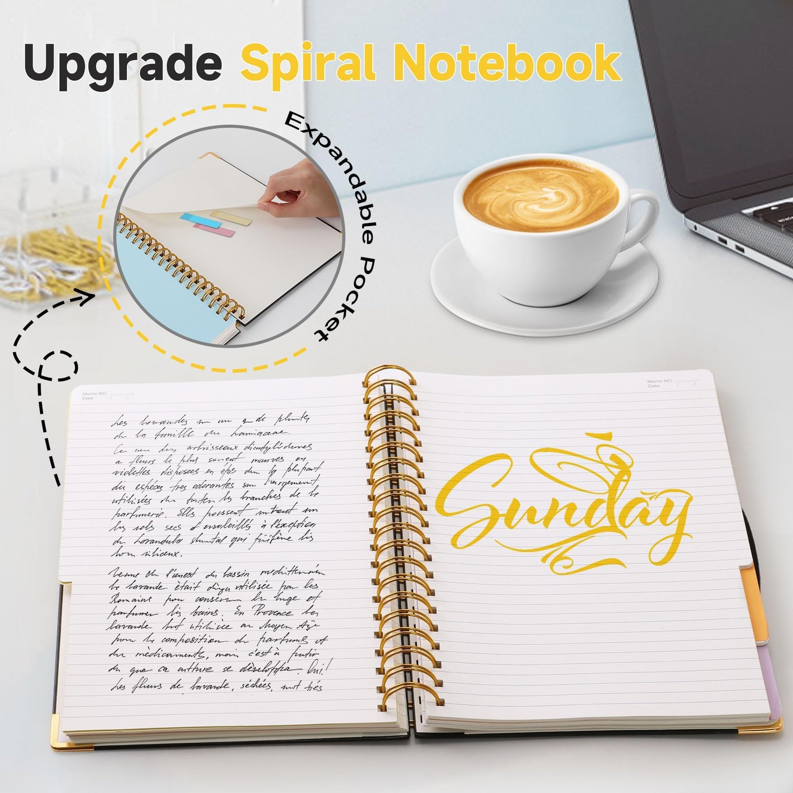 Huhuhero Lined Spiral Notebook Journal, 5 Subject Notebook with Dividers, 7.6…