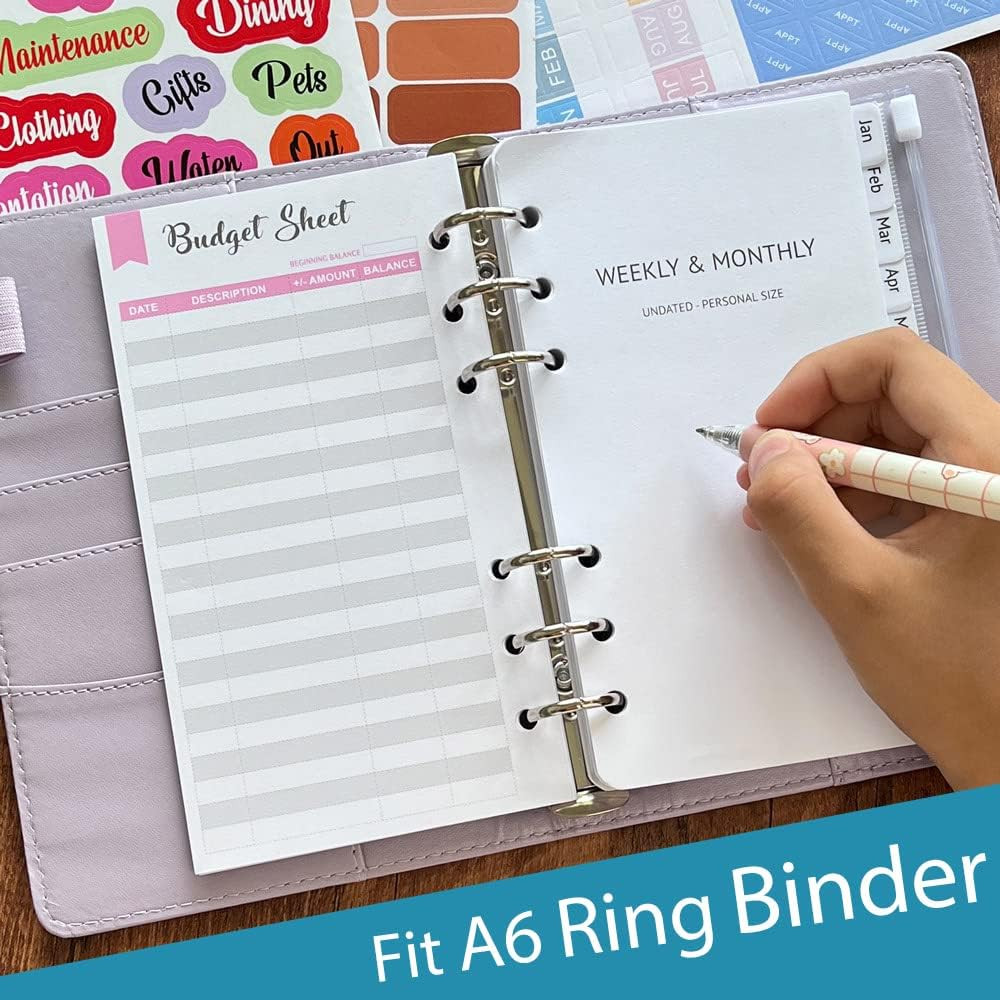 Set of 90 Sheets Expense Tracker, 6-Hole Punched Budget Sheets for A6 Budget …