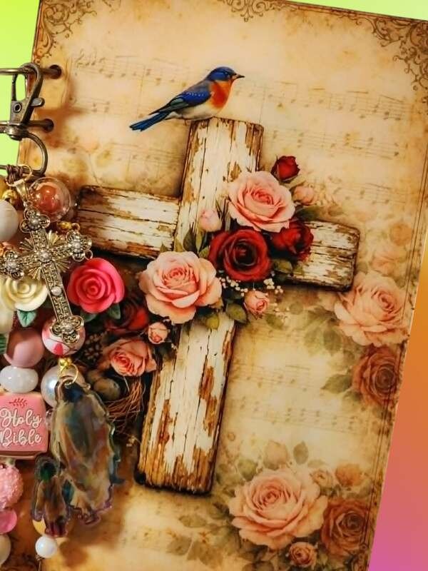 Faith In Jesus Personal Journal Binder Beaded Acrylic Handcrafted Notebook