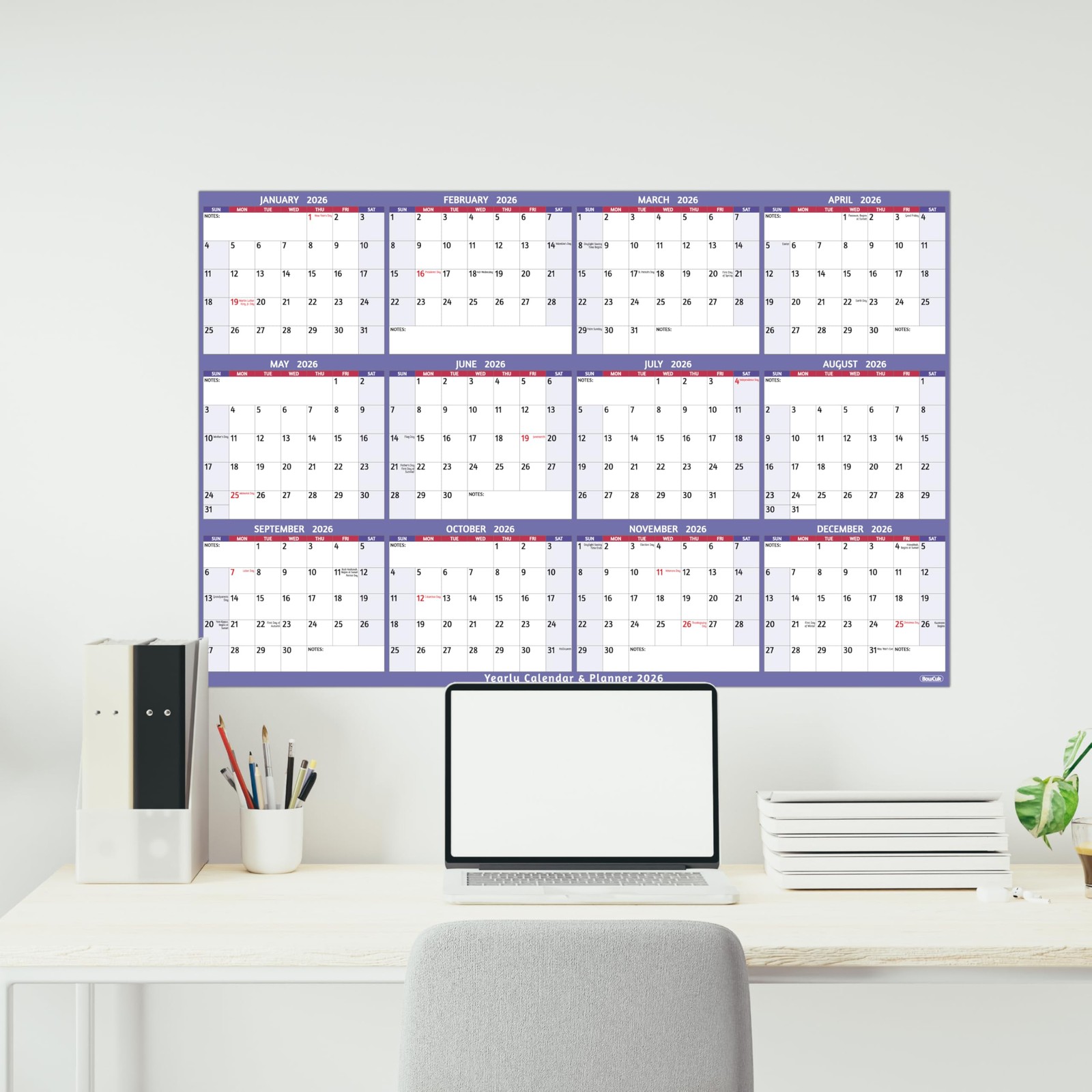 2026 Dry Erase Calendar – Large Yearly Wall calendar 2026, 38.2” x 25.2”,…