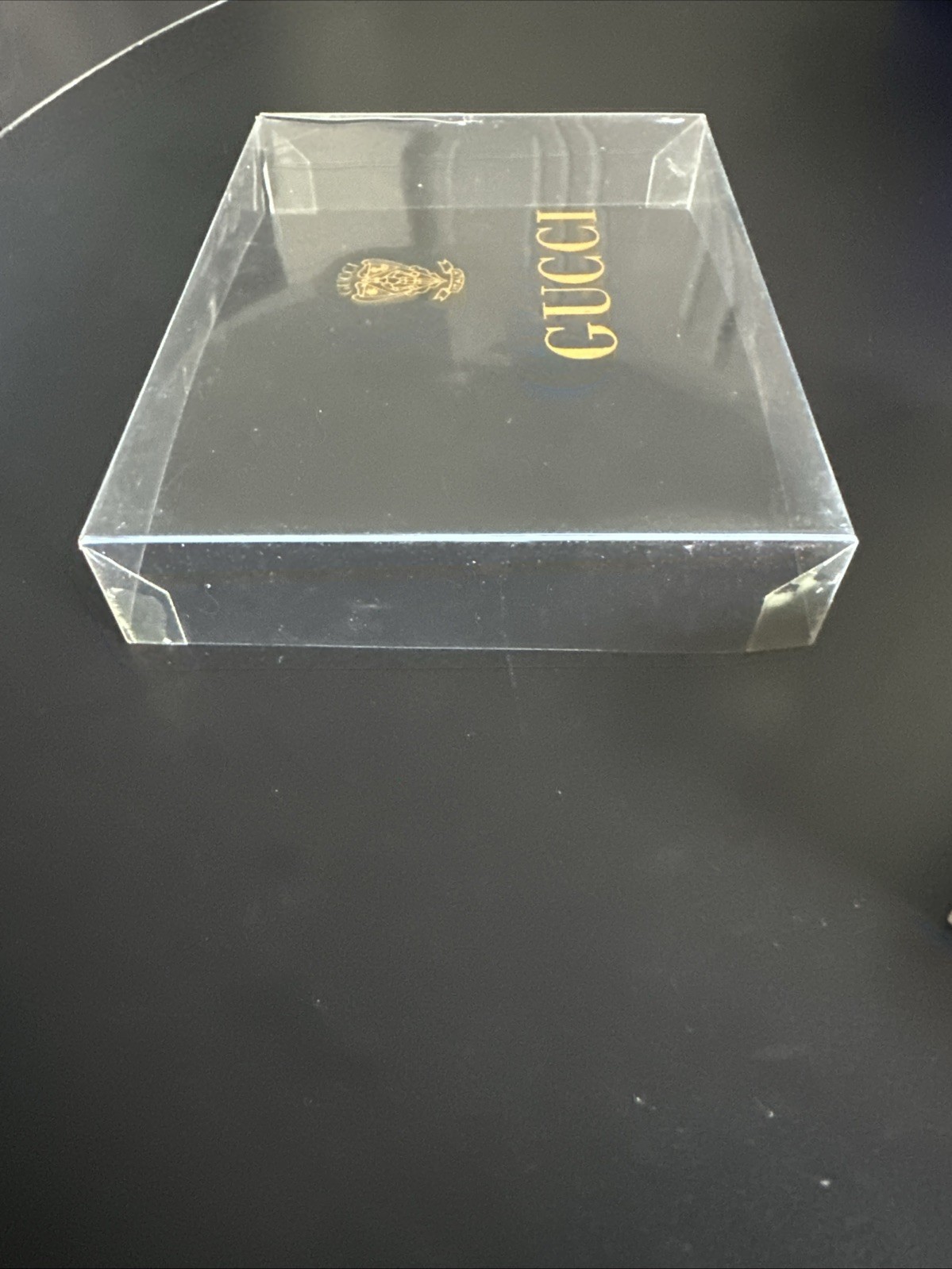 Vintage GUCCI Black Leather Pocket Diary Notebook Cover Set Pen Box Crest Rare