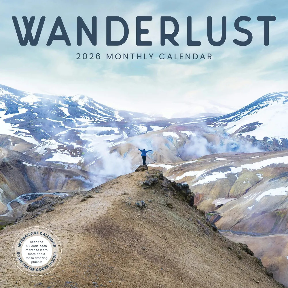 Wanderlust Calendar 2026 | 12″ x 24″ 12 Month Calendar | Marble City Press