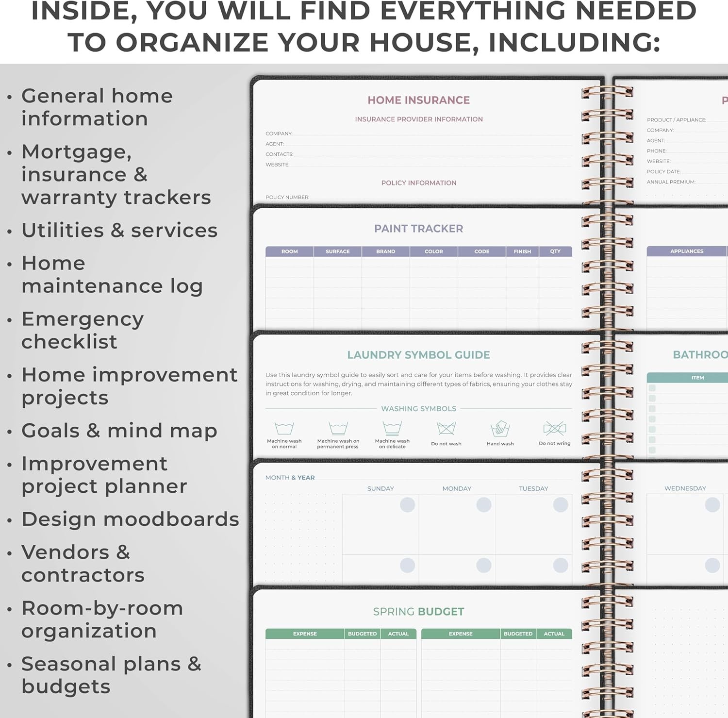 Home Planner Organization Workbook Cleaning Schedule