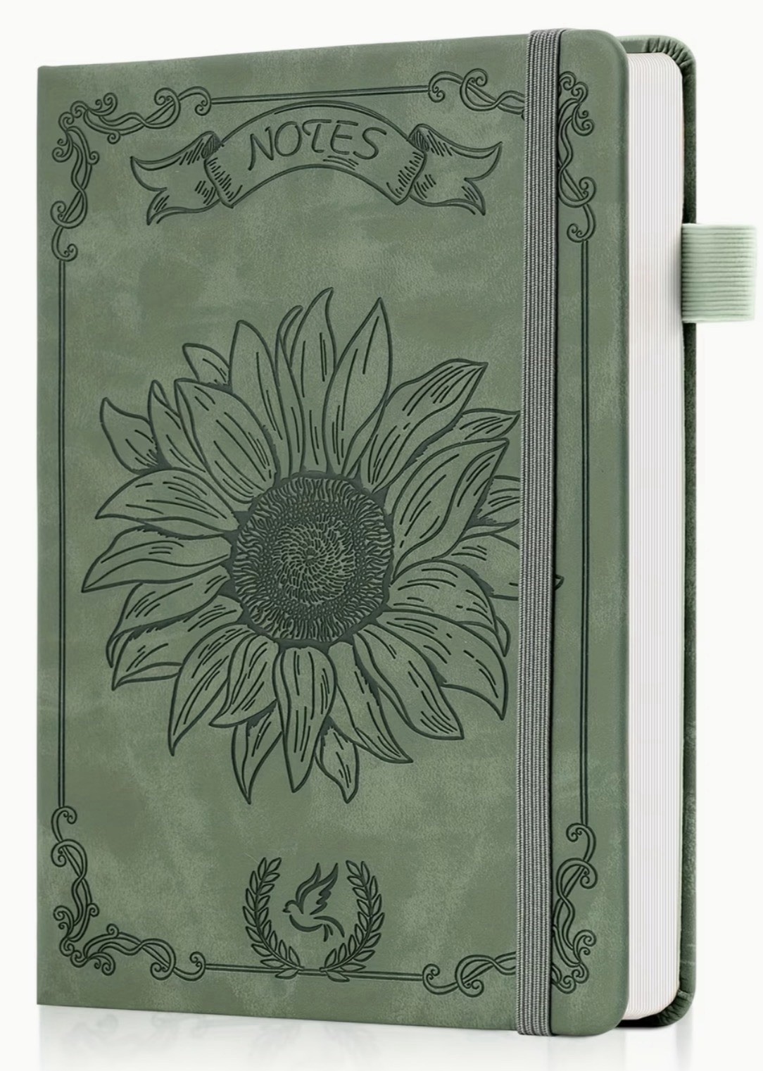 Green Leather Journal 5.7×8.3″ College Ruled 100GSM Lay Flat