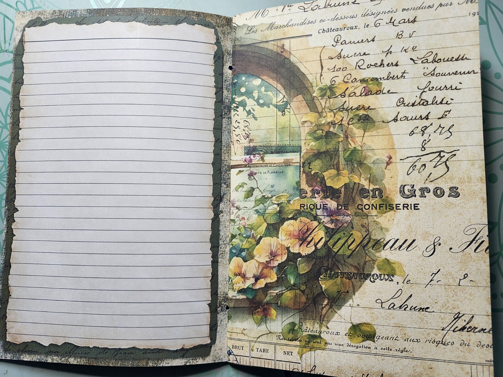 Junk Journal BOOKLET “FLORAL WINDOWS 2” HANDMADE Flowers, European Architecture