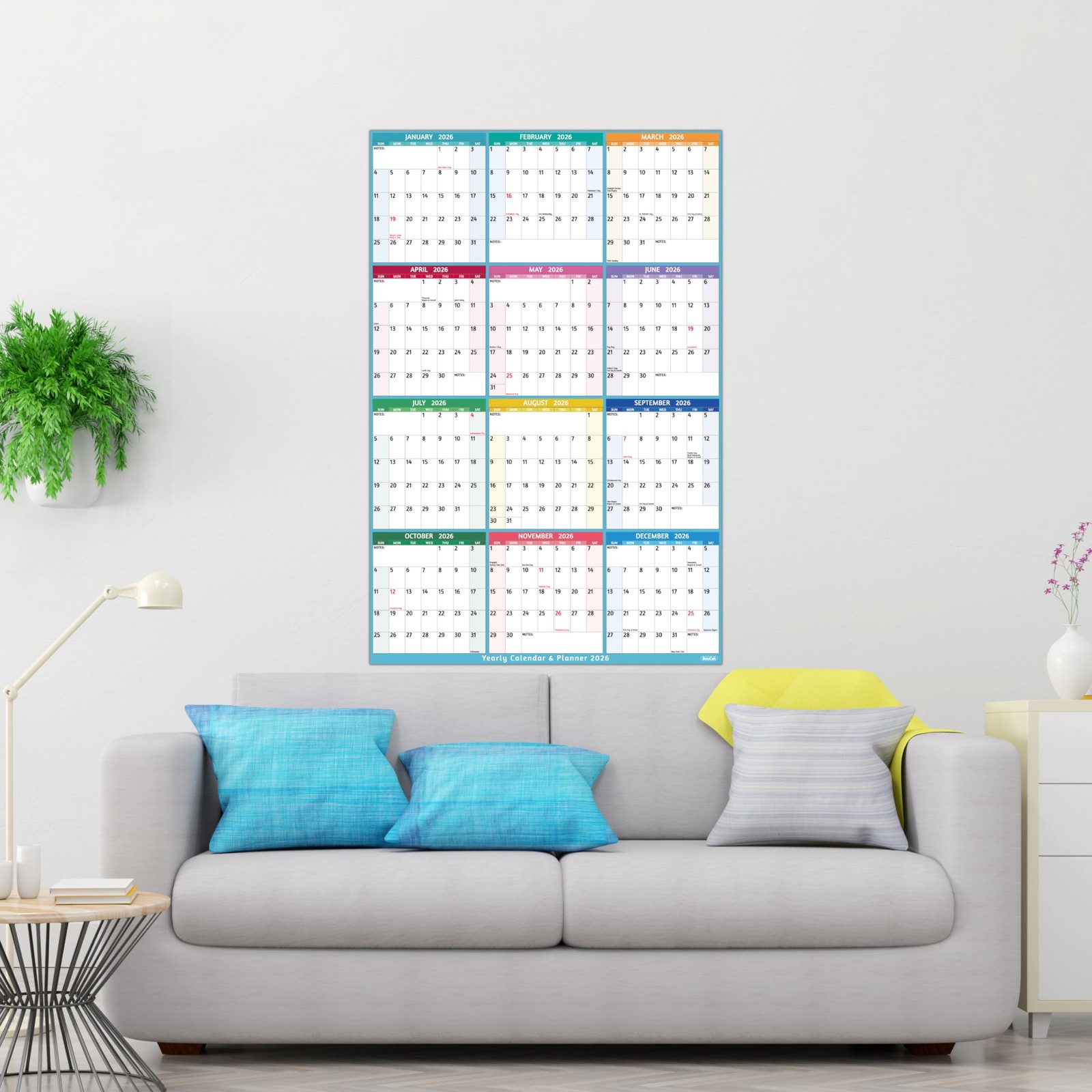 2026 Yearly Wall Calendar – Large 2026 Vetical, Jan 2026 -…