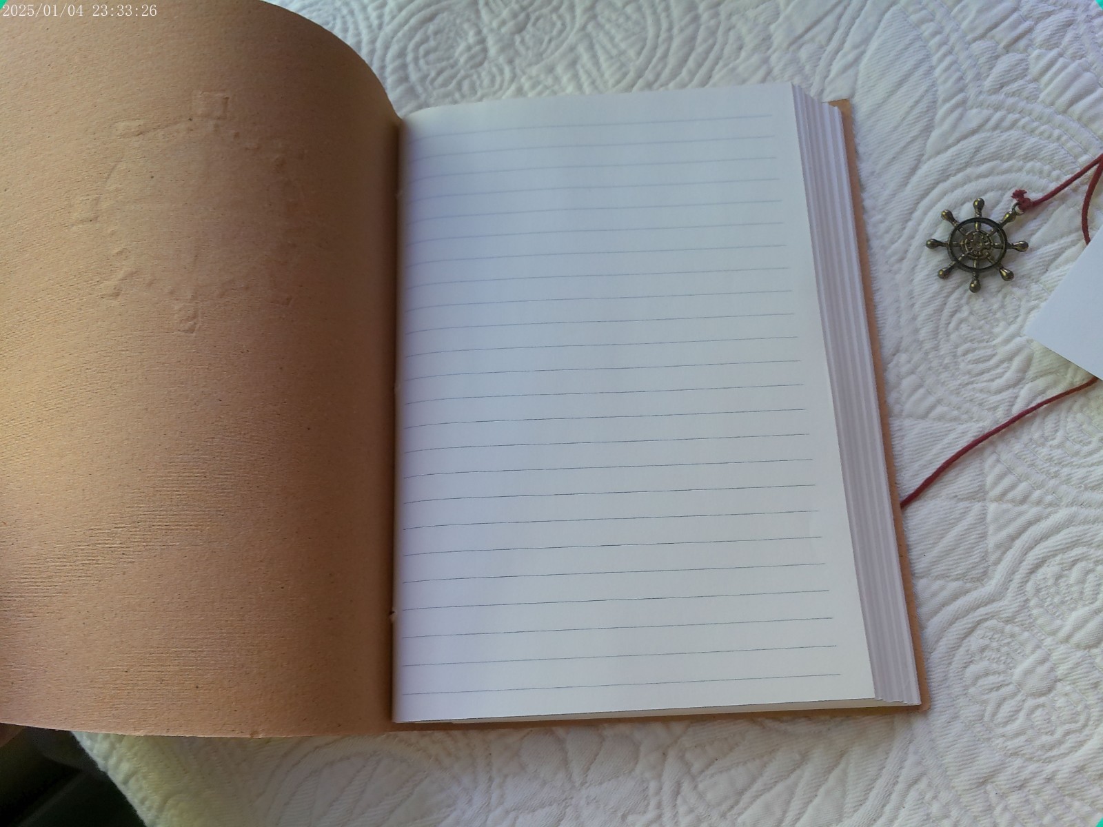 GENUINE LEATHER HANDMADE 144 LINED PAGES INDIA EMBOSSED COMPASS RUSTIC BROWN #1