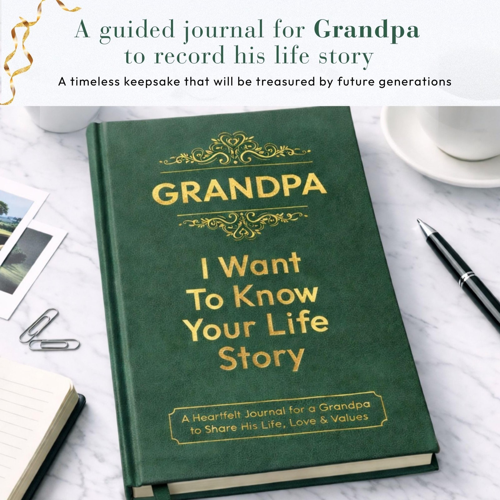 Grandpa Gifts, I Want to Know Your Life Story Leather Journal (Hardcover): Ke…