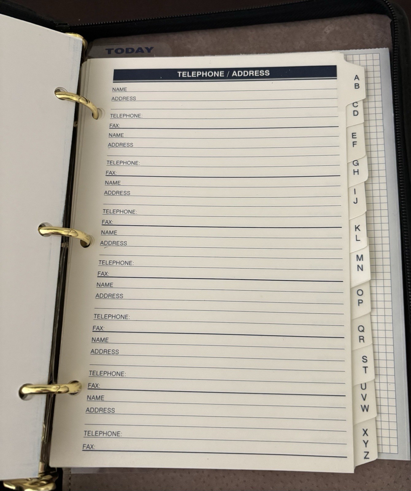 Vtg Winslow Business Planner Black 8×10 3 Ring 1997 Unused Inserts *BROKEN ZIP*