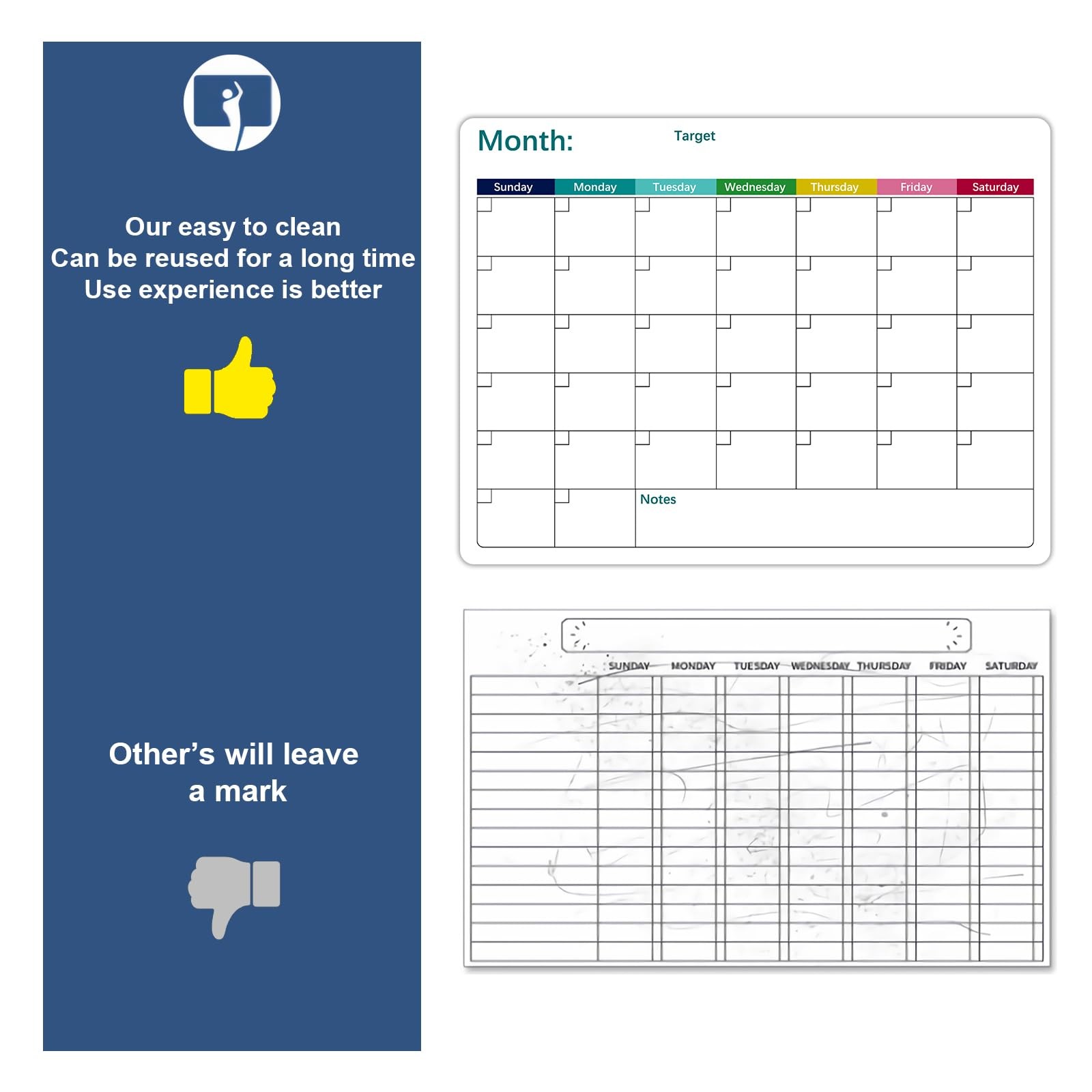 Magnetic Dry Erase Fridge Calendar Whiteboard Set,3 Pack 14.6″ x 11″ B