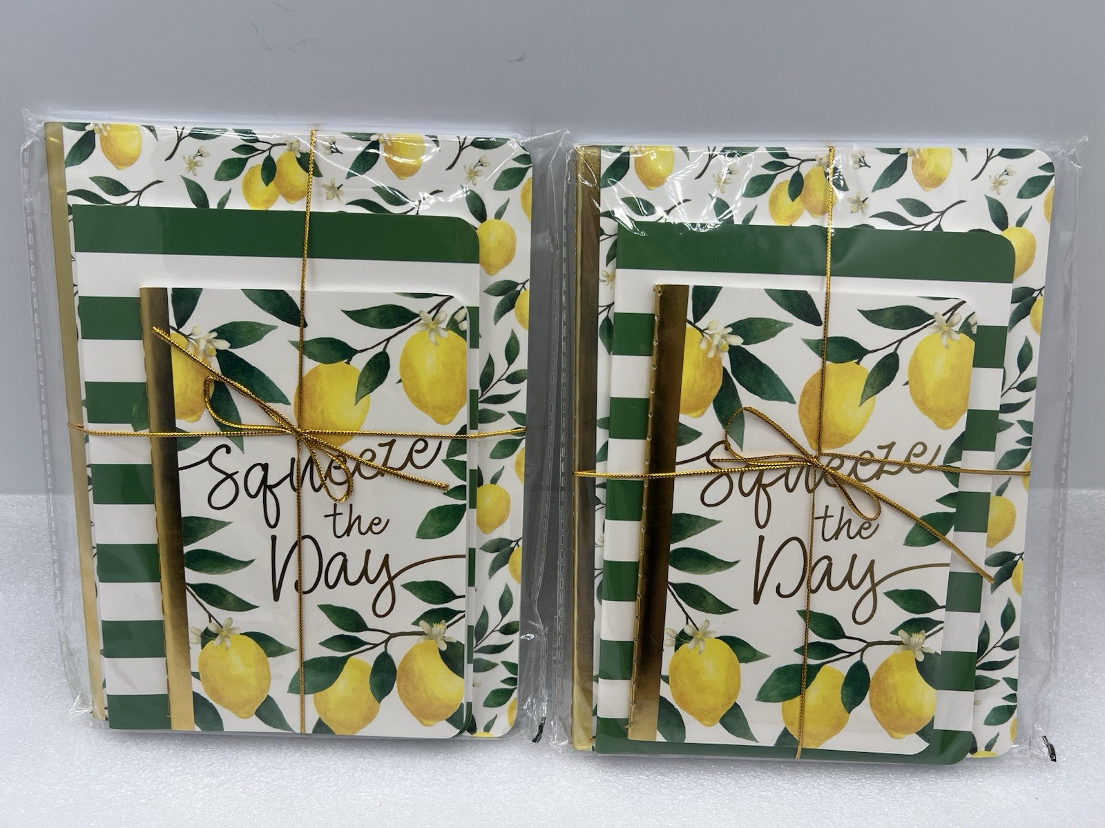 Squeeze The Day Lemon Pattern 3Pc Stitched Lined Graph Notebook Journal (2-pack)