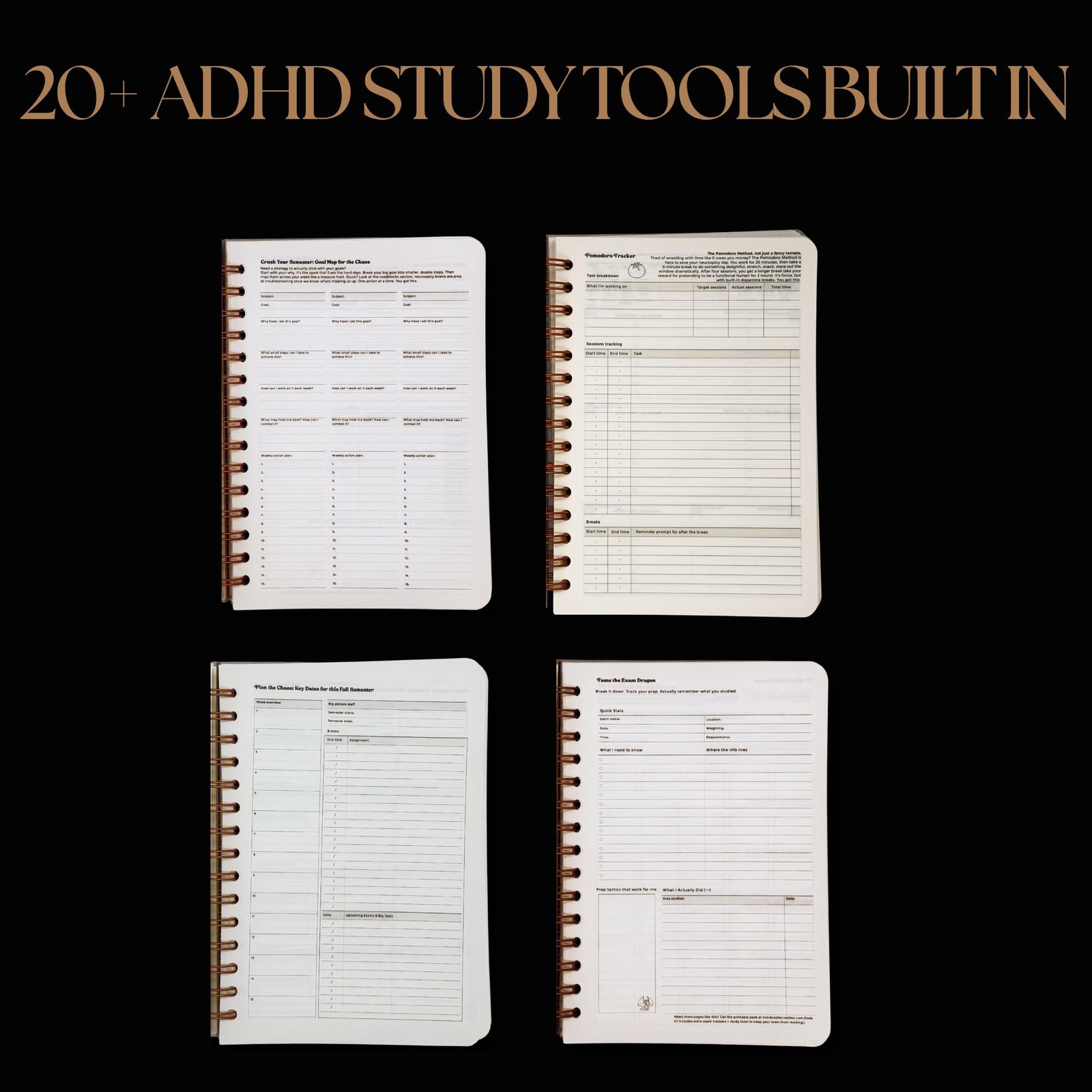 ADHD Student Planner – Undated A5 Study Letter (8.5 x 6.5 inches), Neutral
