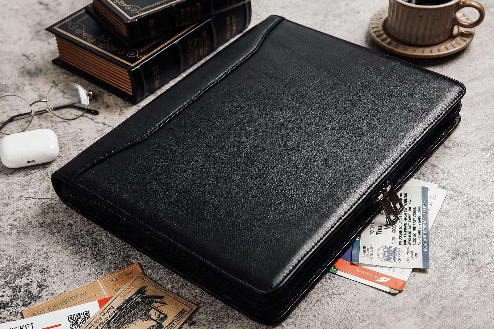 Leather Padfolio with 3 Ring Binder, Zippered Portfolio Organizer, Personaliz…