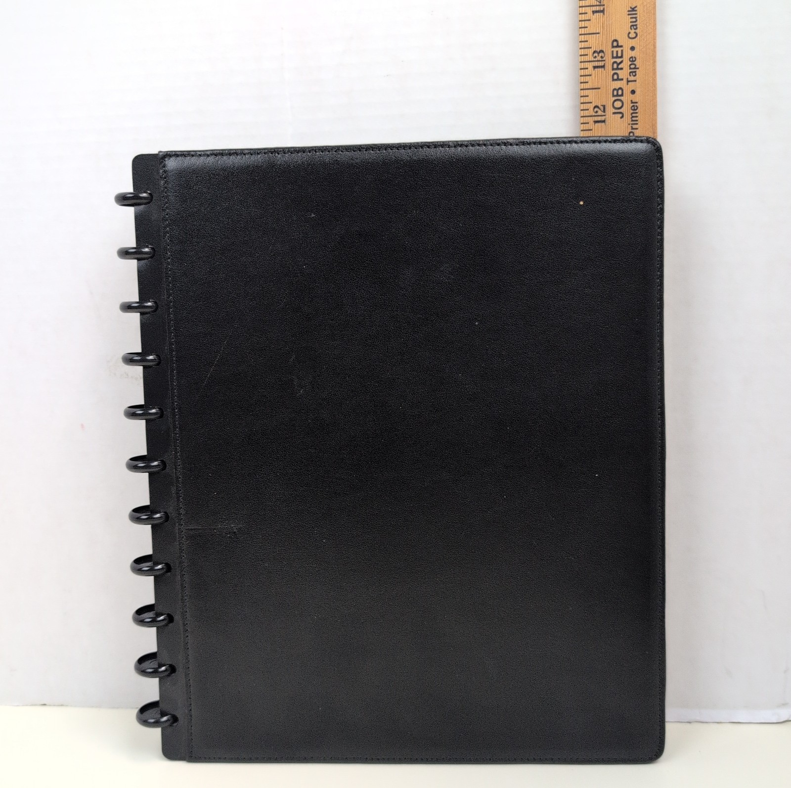 ARC Customizable Black Faux Leather Disc Bound Notebook Portfolio Letter Size