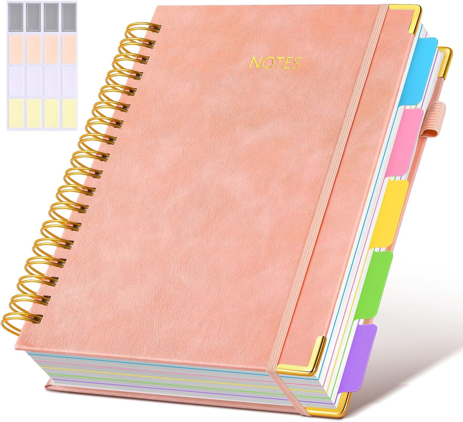 Hardcover Spiral Notebook Journal with Removable Dividers Tabs, 300 Pages Lea…
