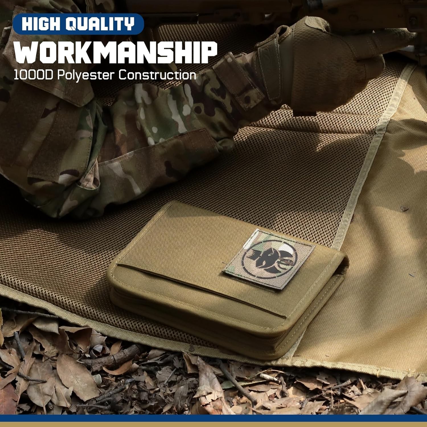 WYNEX Tactical Notebook Padfolio Ring A6（5.5 x 8.5 Inches), Khaki
