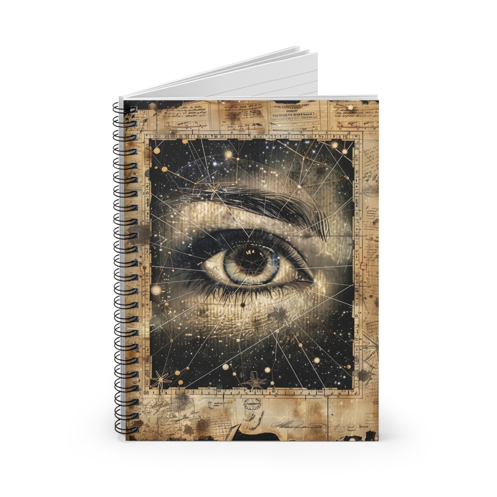 Vintage Style Fortune Teller Card Art – Spiral Notebook – Dream Journal Gift