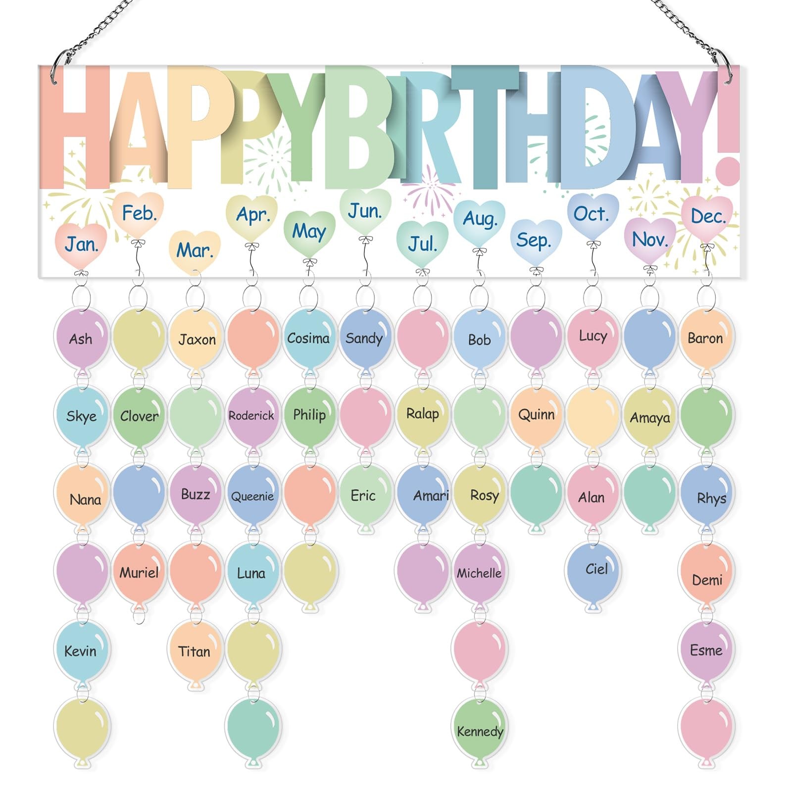 Eersida Classroom Birthday Calendar Wall Hanging Back To School Colorful Pastel