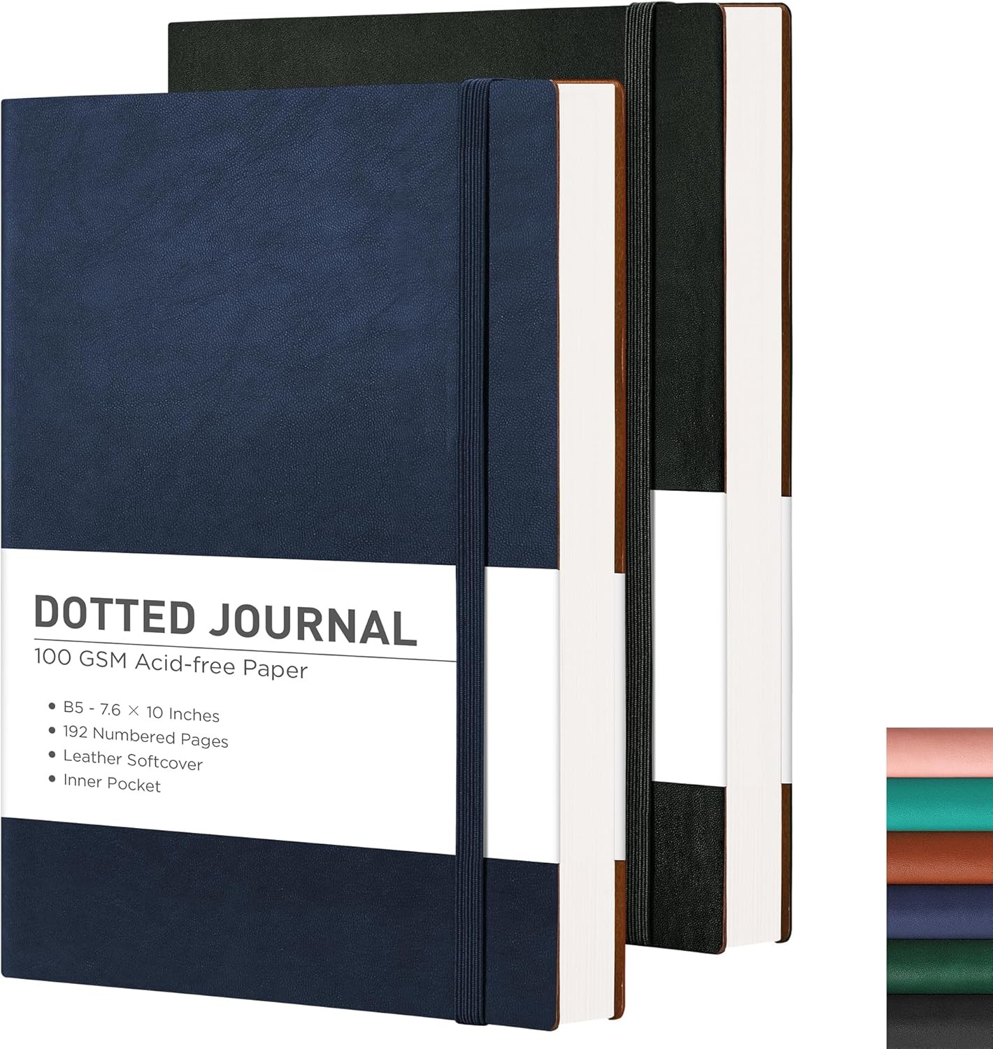 RETTACY Bullet Dotted Journal Notebook, 2-Pack, 192 Black & Navy Blue