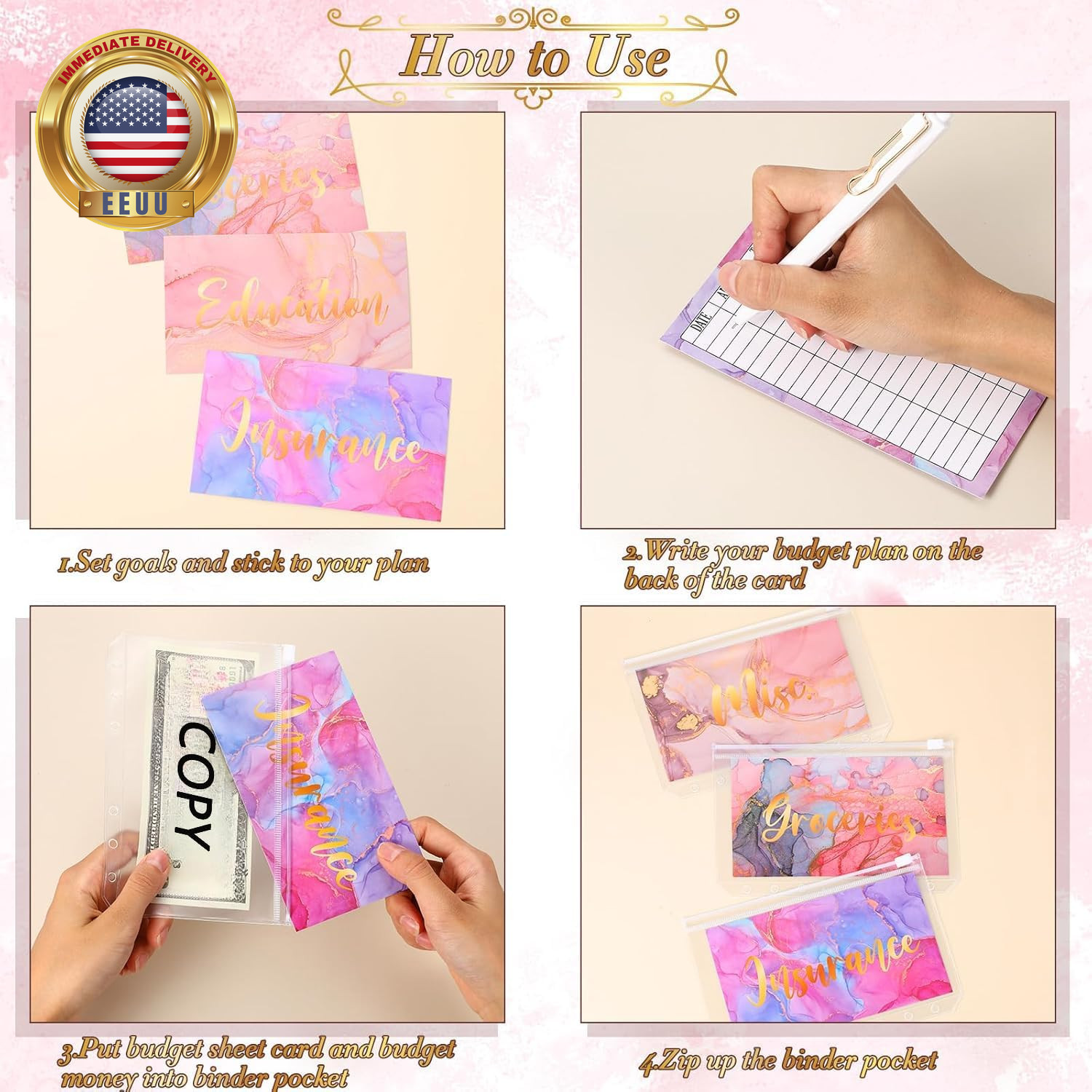 24 Pieces Budget Sheets Expense Tracker Sheets Budget Cash Envelopes A6 Pockets