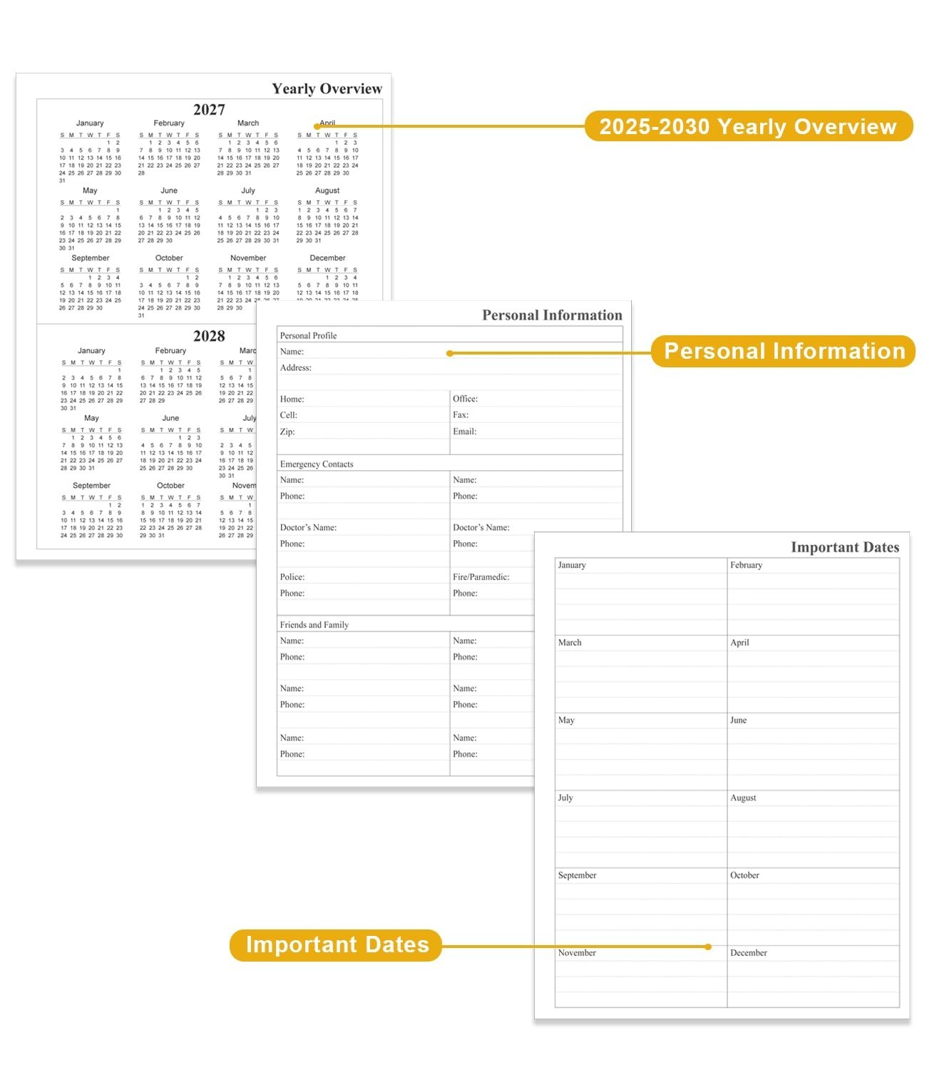 36-Month Monthly Planner 2026-2028, Flexible Cover, Inner Pocket, 8.5″ x 11″, Co