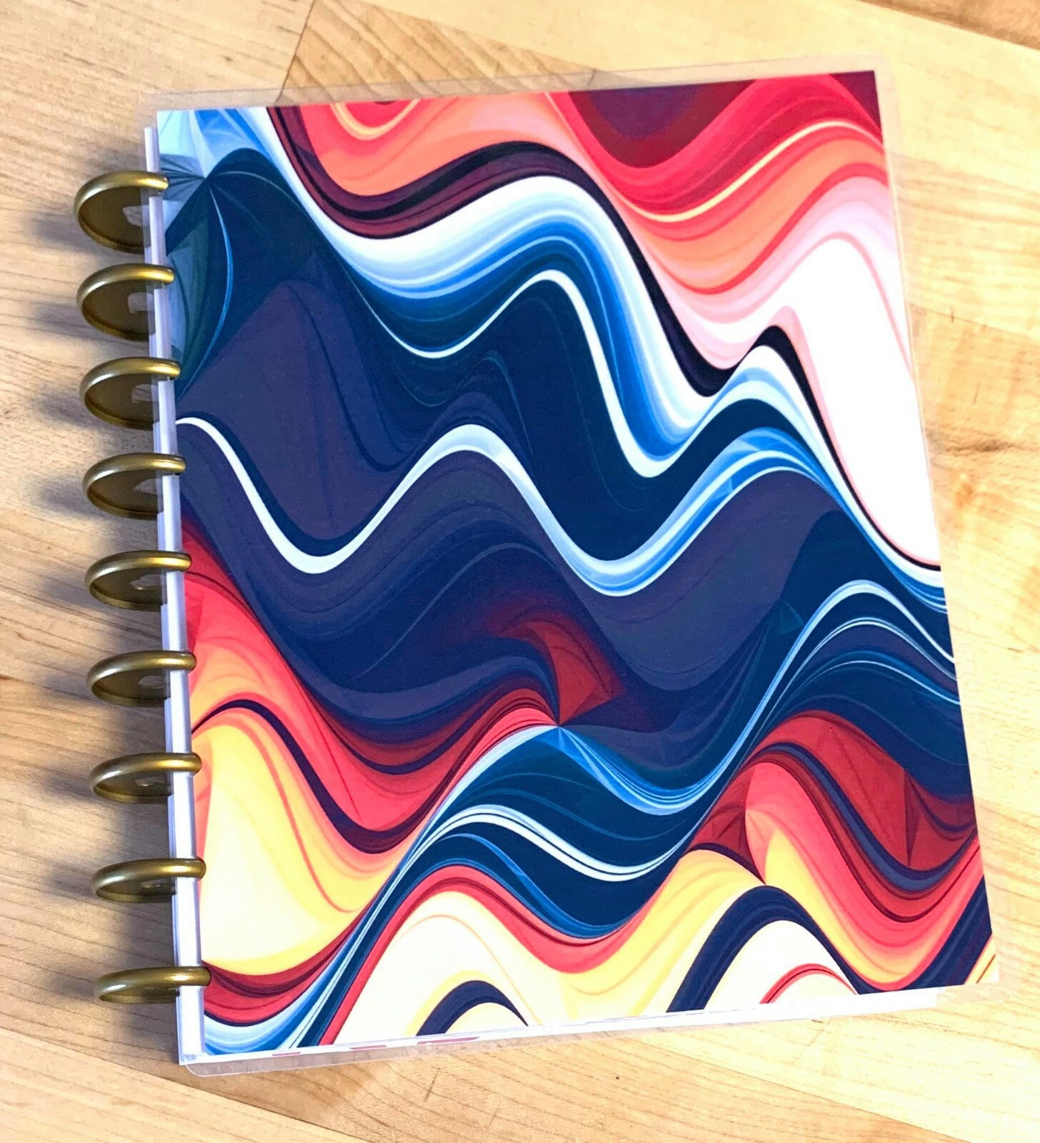 Wavy Colorful Layers Front and Back Cover Set 4 use with HAPPY Planner