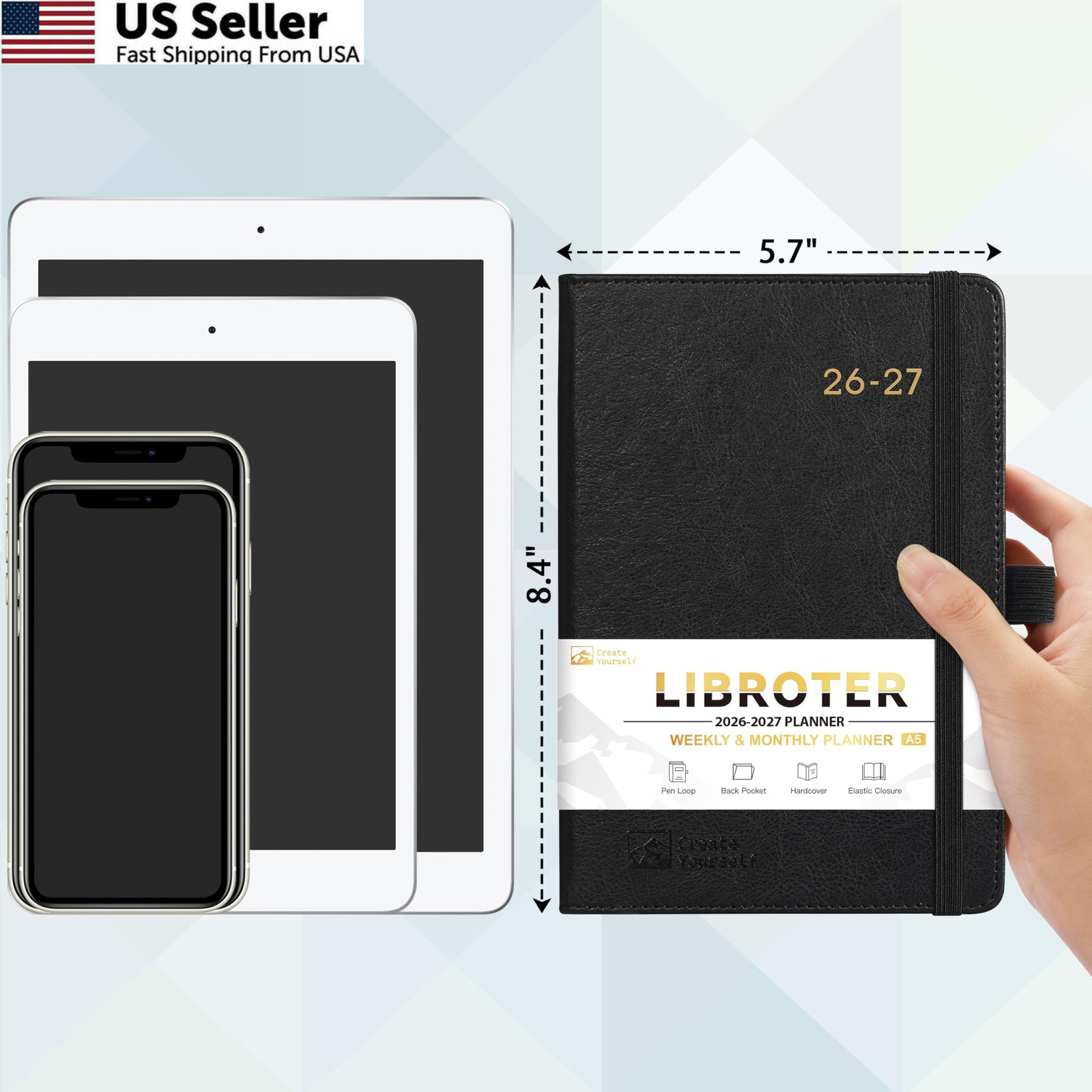 2026-2027 Planner – Academic Weekly Monthly Medium, Black