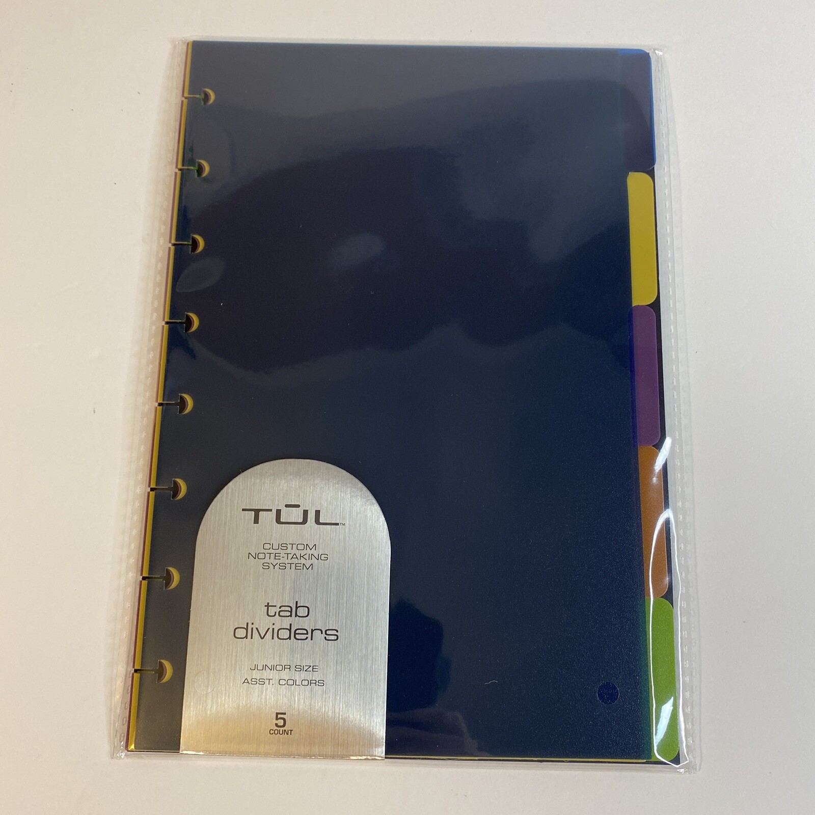 TUL Discbound Tab Dividers, Junior Size, Assorted Colors, 5 Tabs