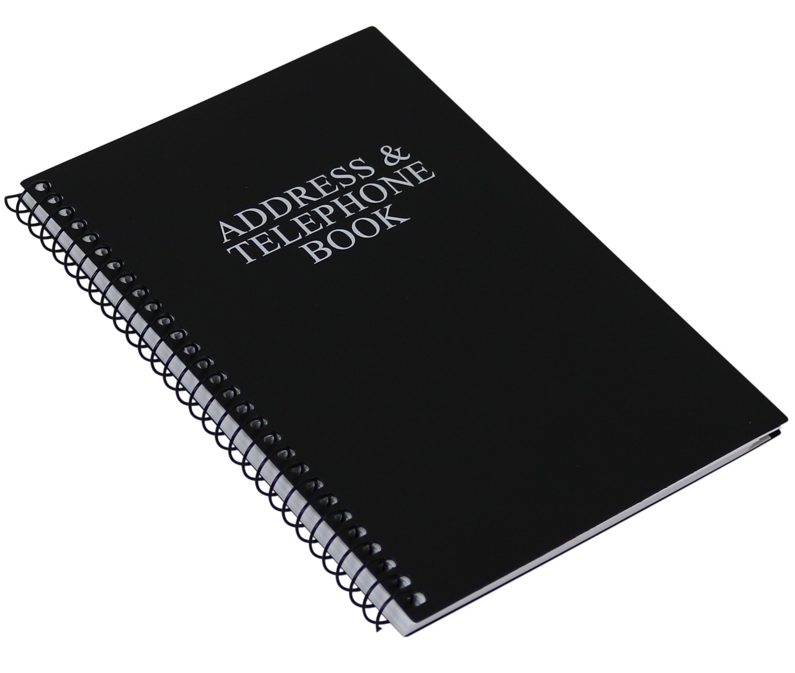 Spiral Bound Black Address Book for Contacts Phone Numbers and Notes 104 Pages