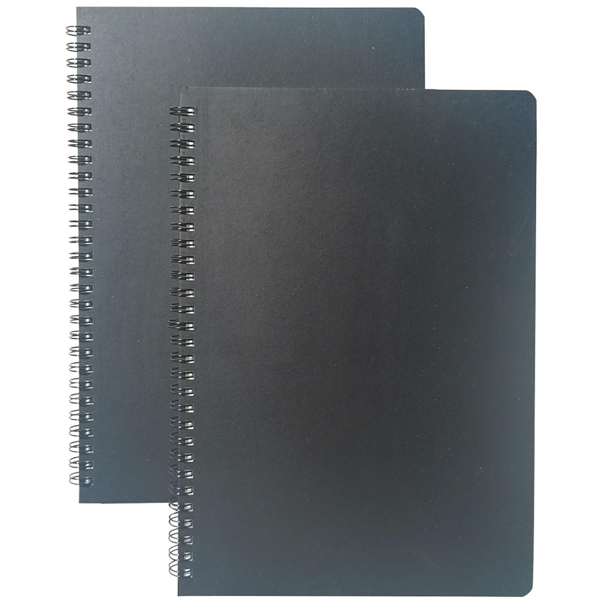 QUWASEASY Spiral Notebook, 2Pack Large Journal 3Pack, Black