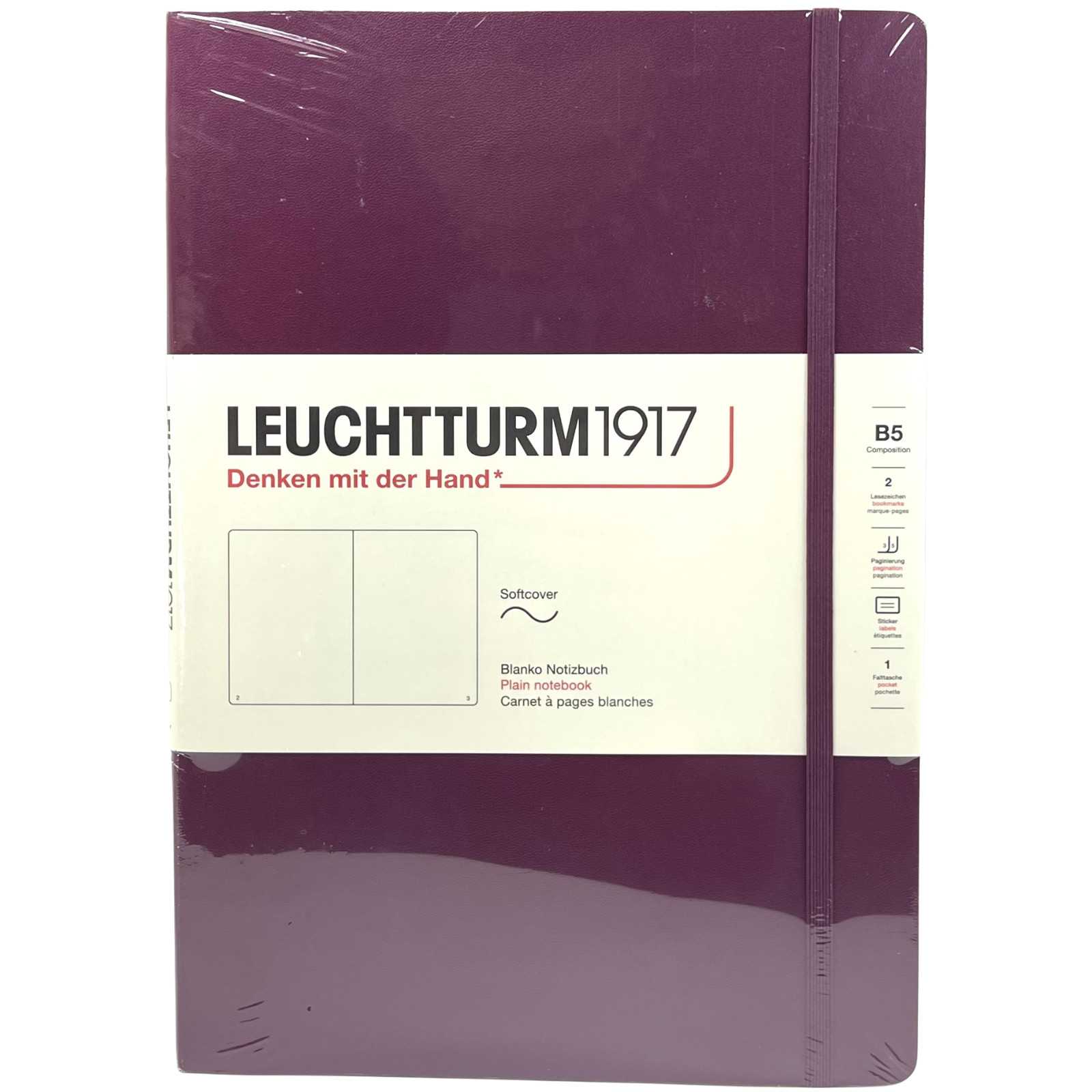 Leuchtturm 1917 B5 Plain Softcover Notebook Port Red New Journal
