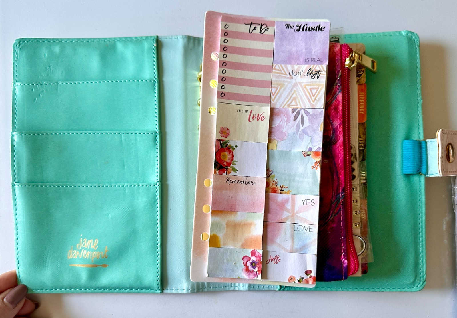Jane Davenport Planner Girl Personal Planner Complete Set Stamps Tabs Pouch HTF