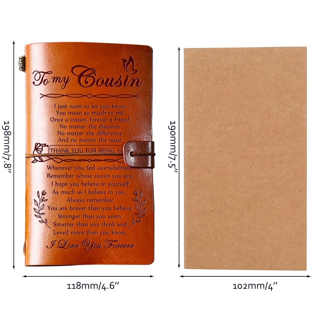 Cousin Gifts Women 140 Pages Leather Journal Birthday Graduation Present