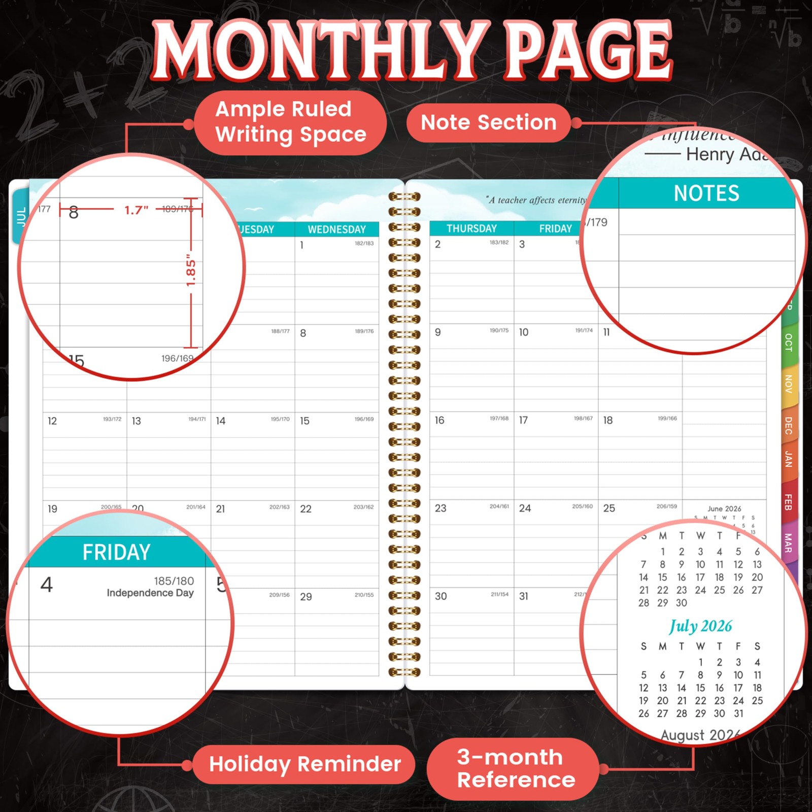 Teacher Planner 2026-2027 – 9 x 11 inches, Black