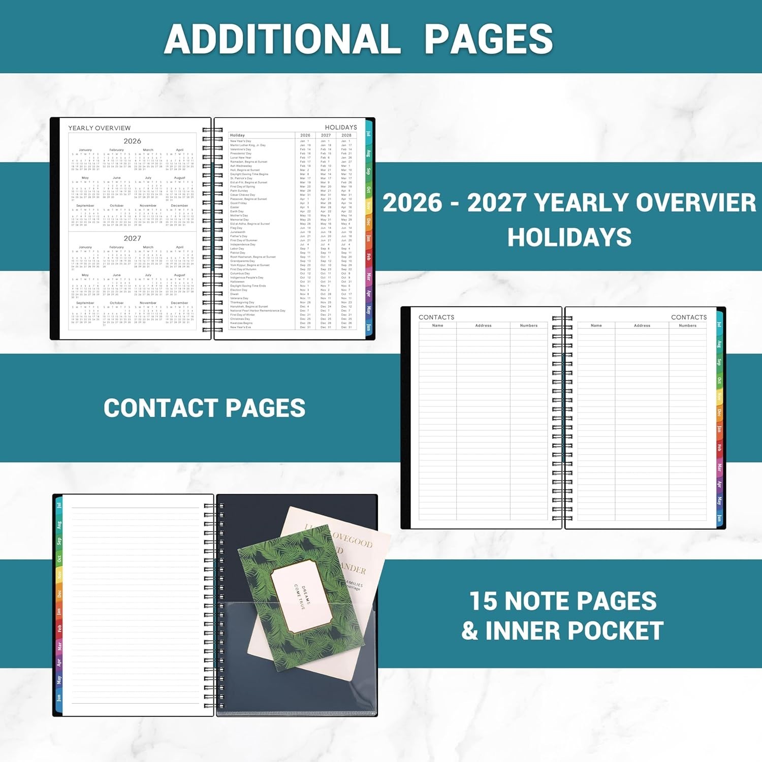 Durable 2026-2027 Planner: Weekly & Monthly Layout – 6.3×8.4, Twin-Wire Binding