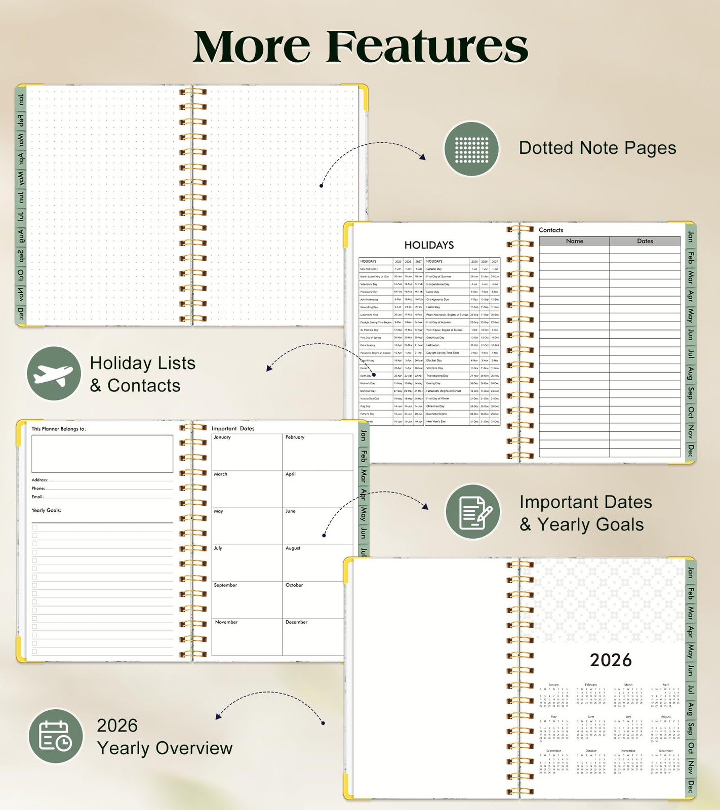 2026 Planner, Hardcover Weekly and Monthly Planner for Women